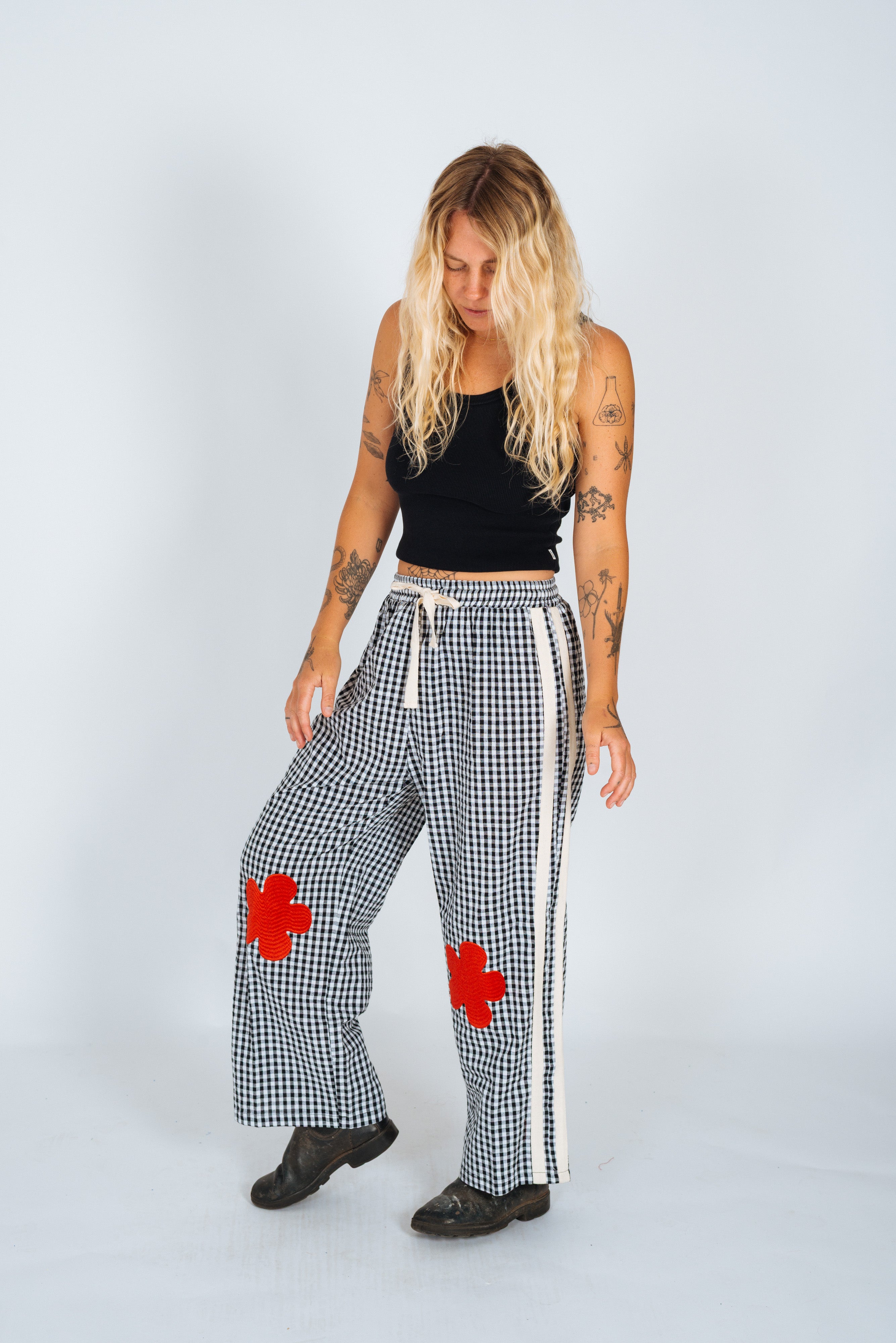 Flare Pant Black Gingham - Atmosea
