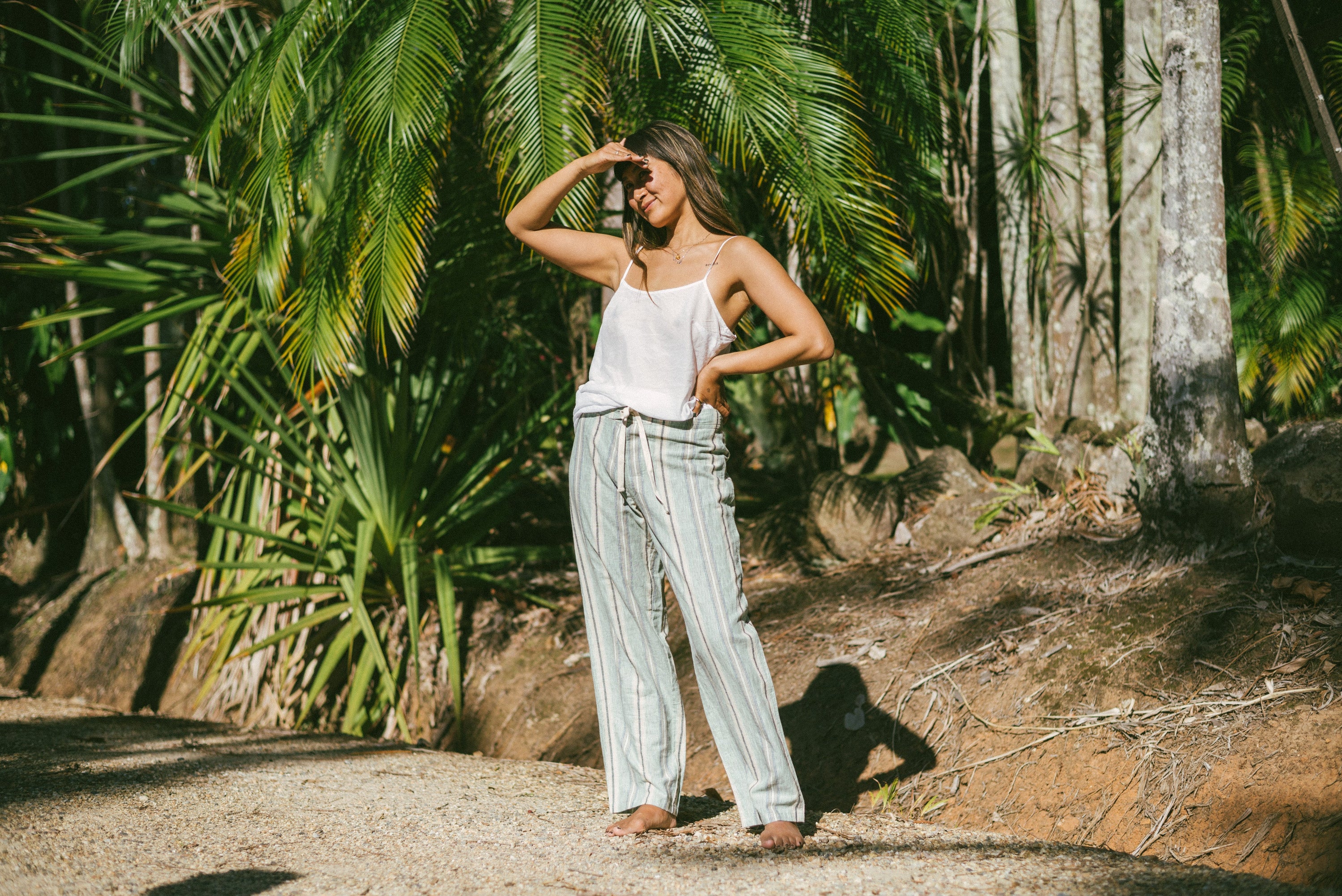 Lace Up Pant in Holiday Stripe - Atmosea