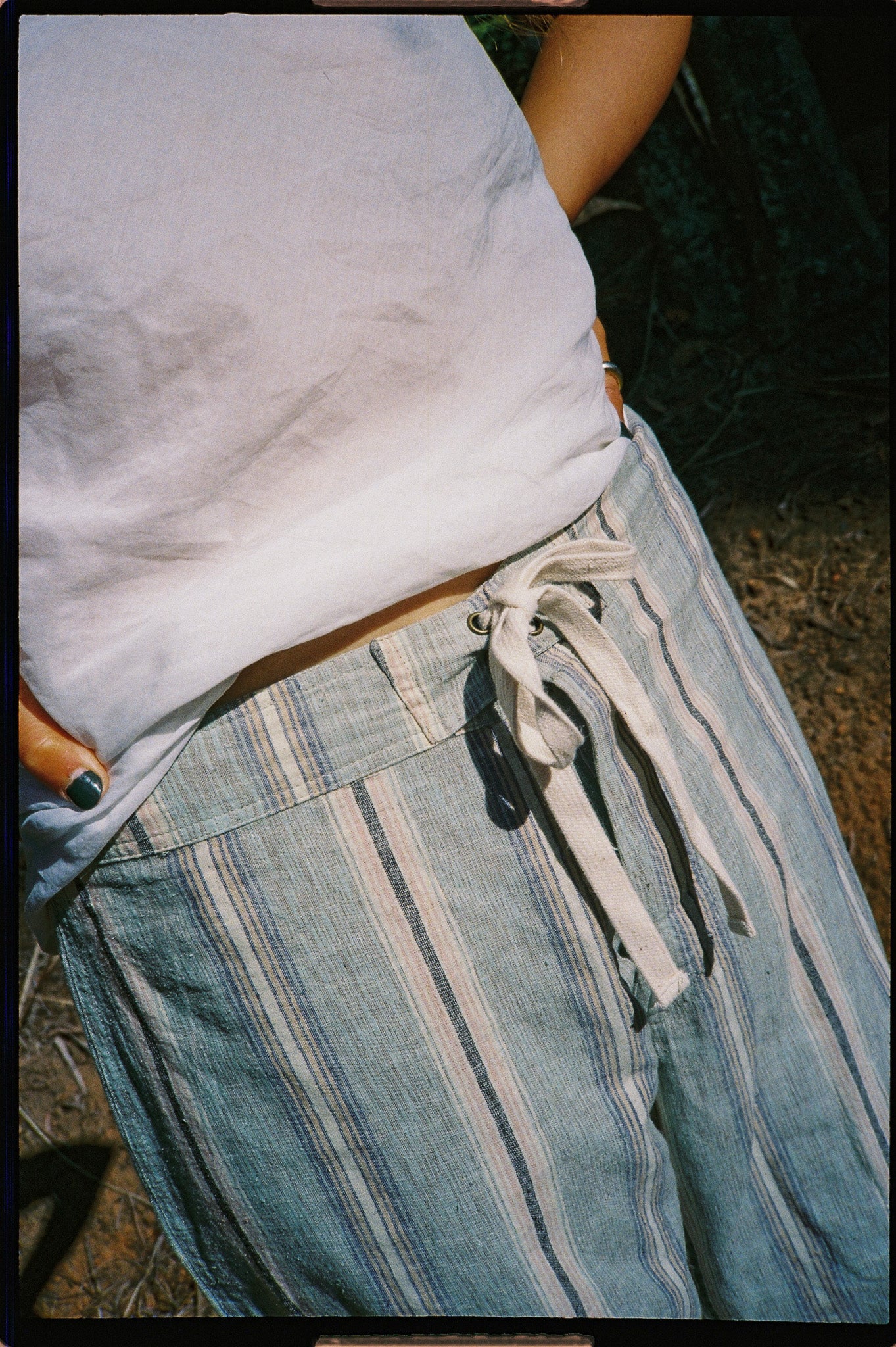 Lace Up Pant in Holiday Stripe - Atmosea