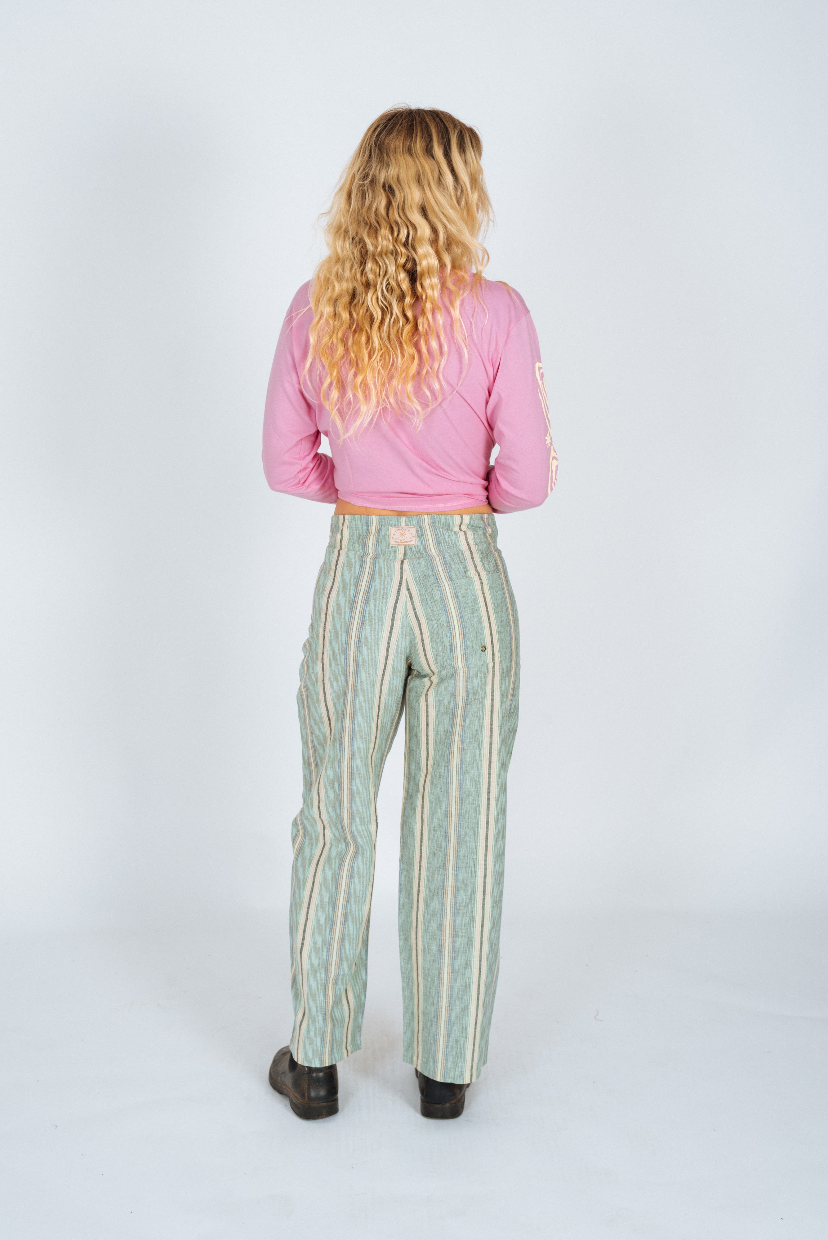 Lace Up Pant in Holiday Stripe - Atmosea