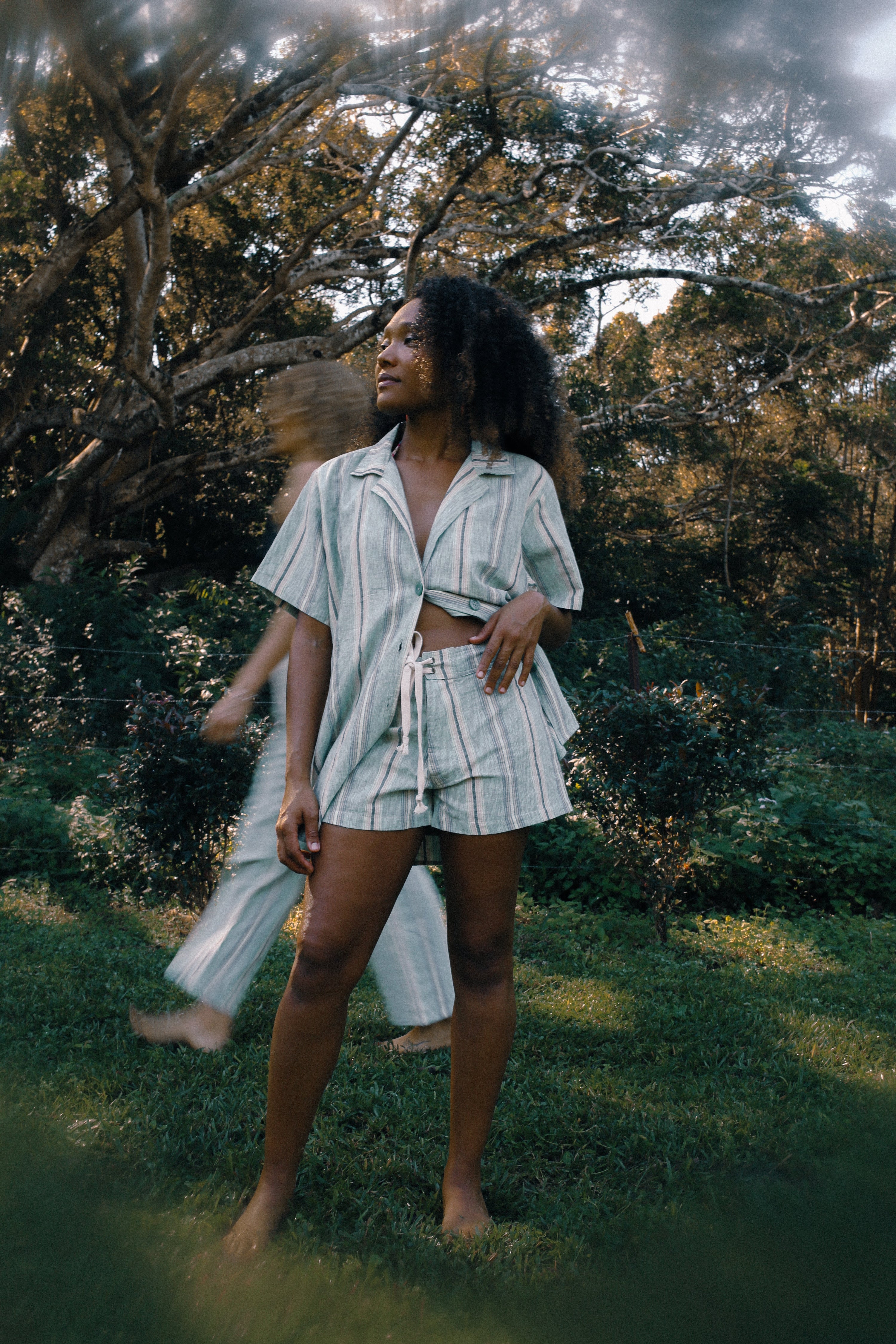 Lace up Short in Holiday Stripe - Atmosea