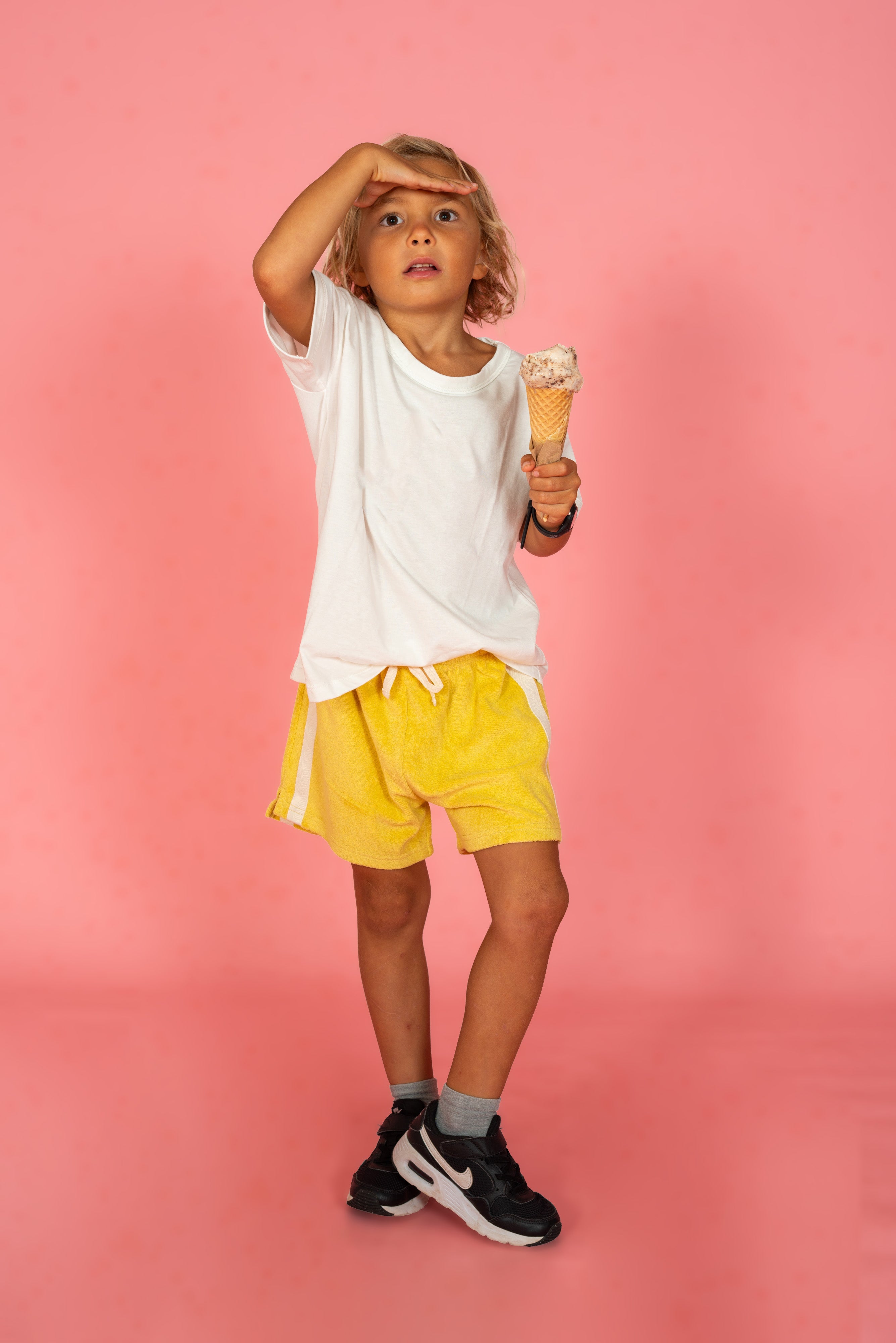 Mini Terry Towelling Shorts in Butter Yellow - Atmosea