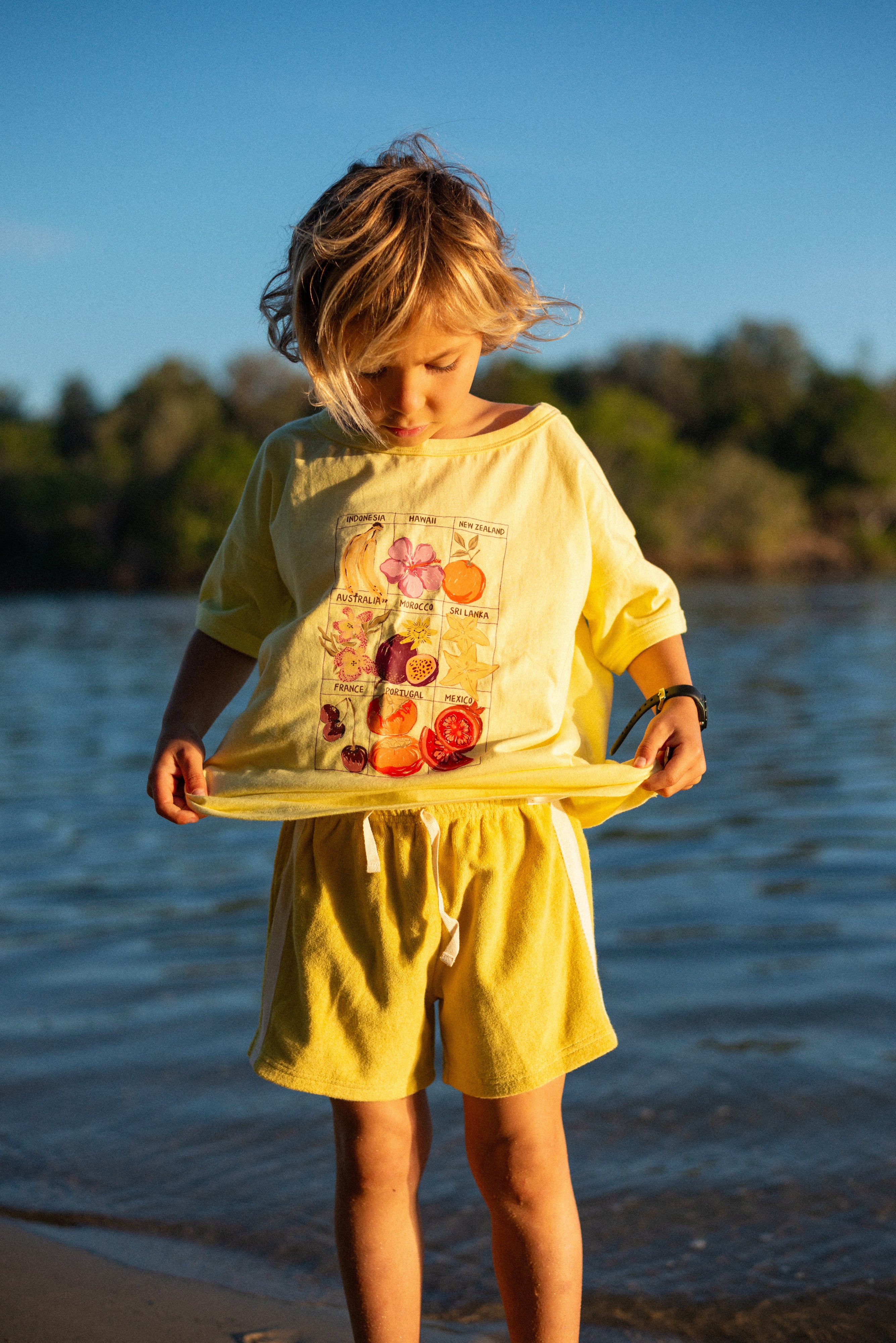 Mini Terry Towelling Shorts in Butter Yellow - Atmosea