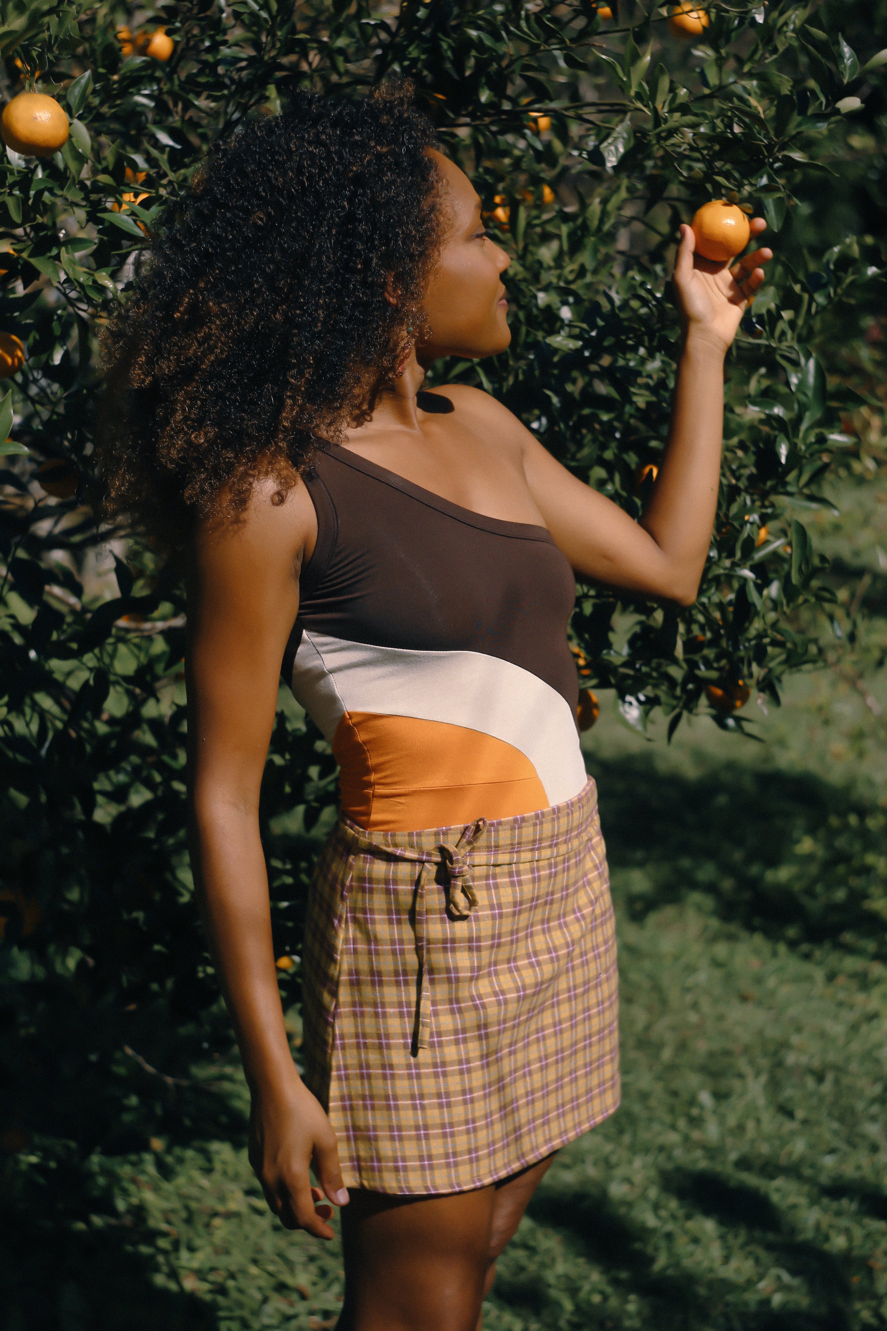 One Shoulder Bamboo Romper in Sunset - Atmosea