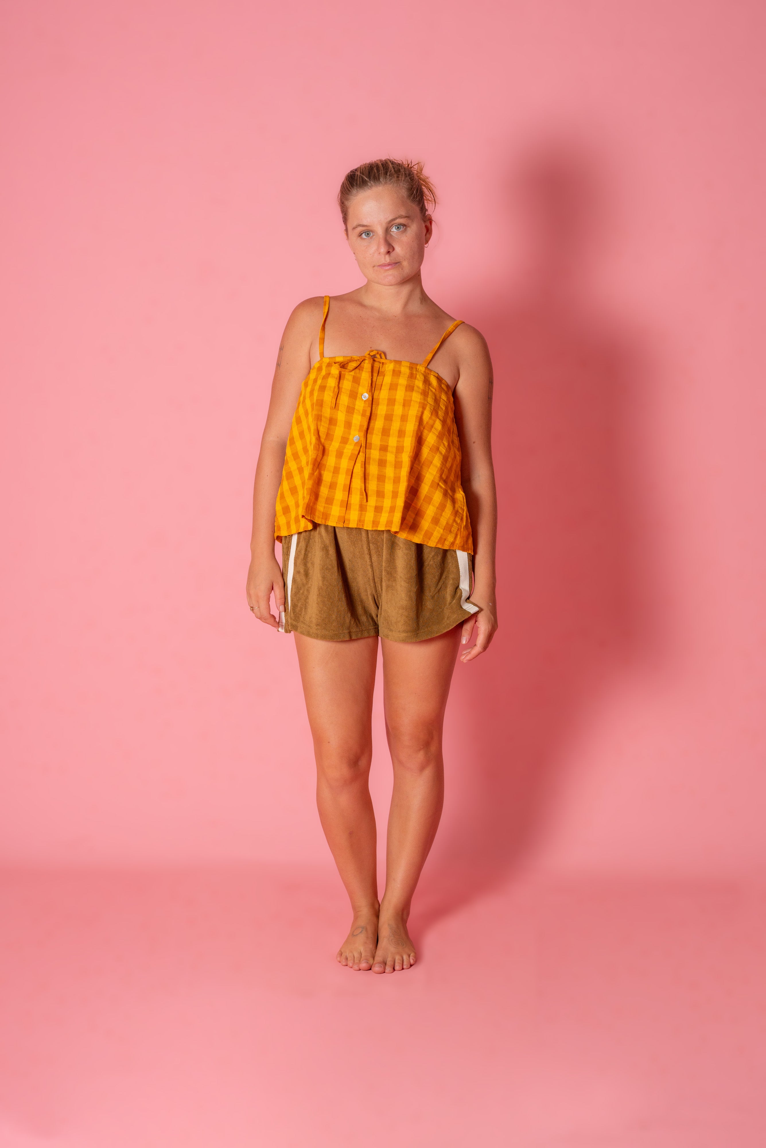 Patchwork Singlet Ginger Gingham - Atmosea
