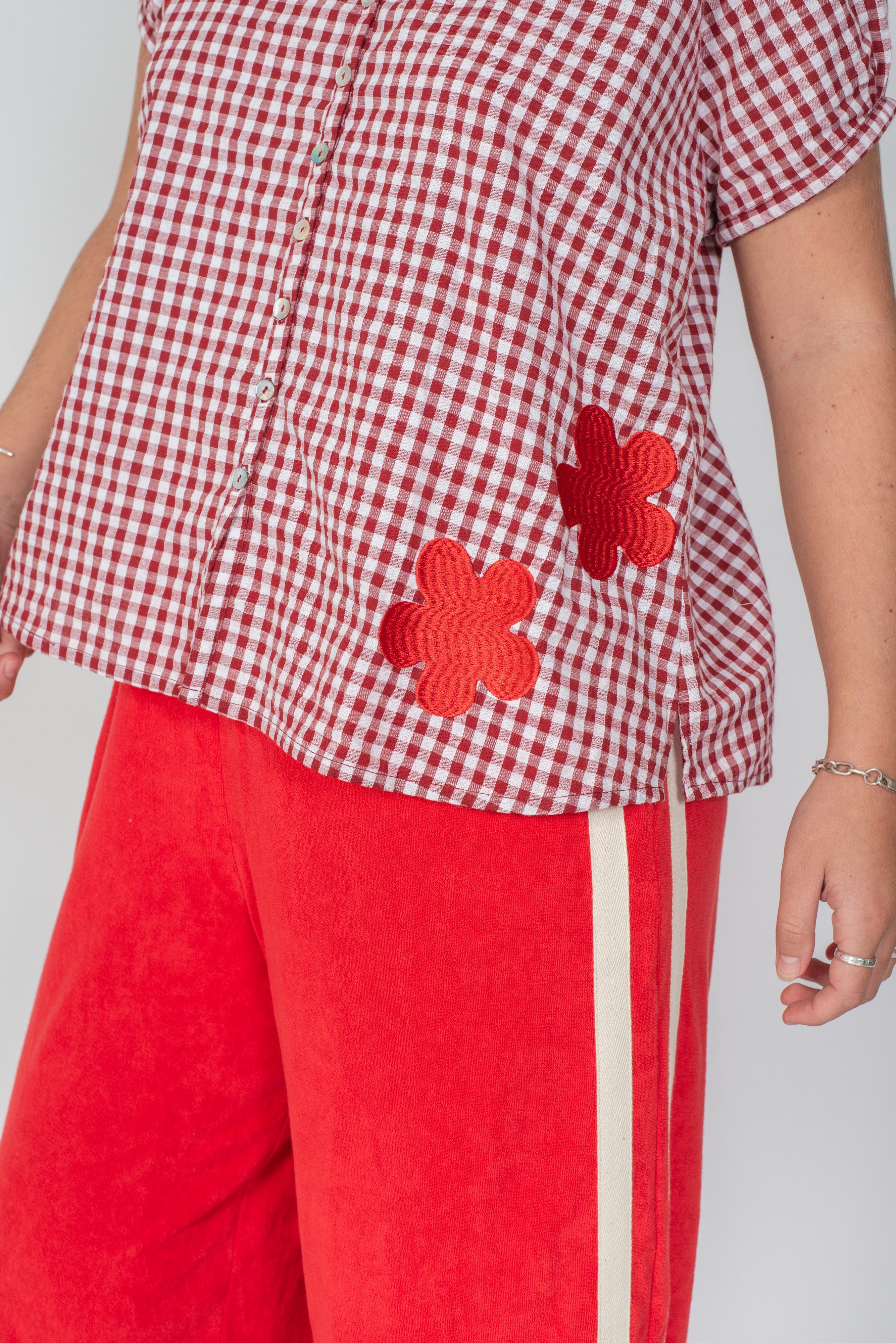 Posy Blouse Red Gingham - Atmosea