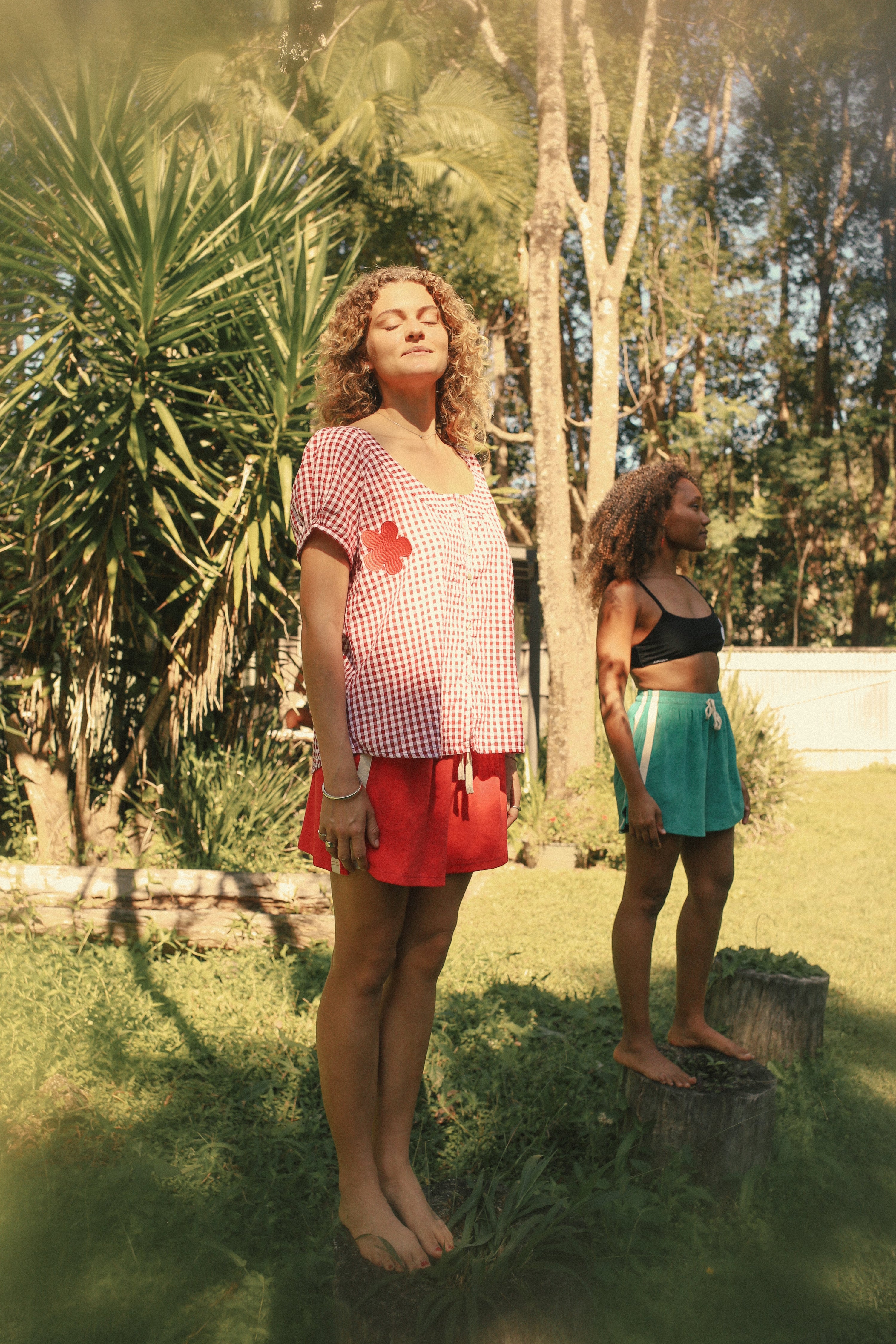 Posy Blouse Red Gingham - Atmosea