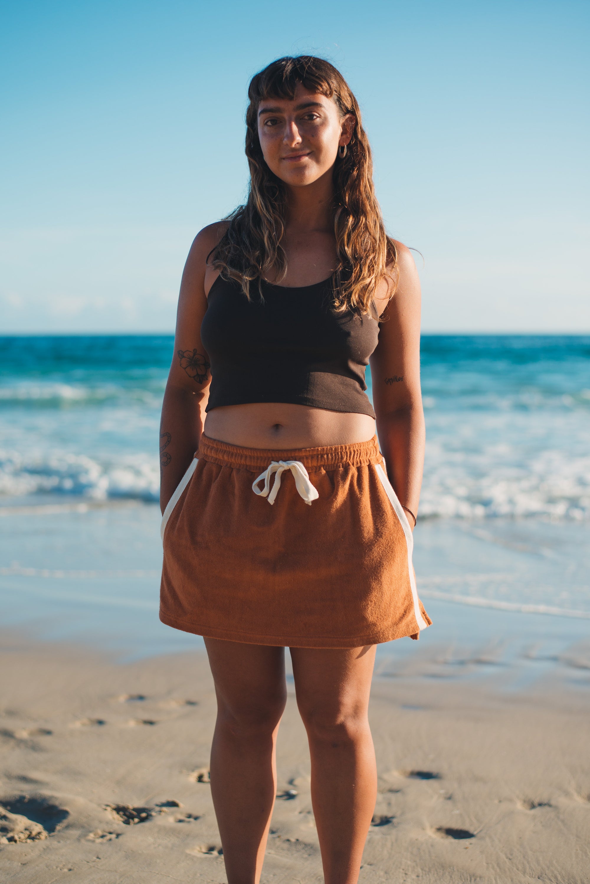 Terry Towelling Skirt in Rust - Atmosea