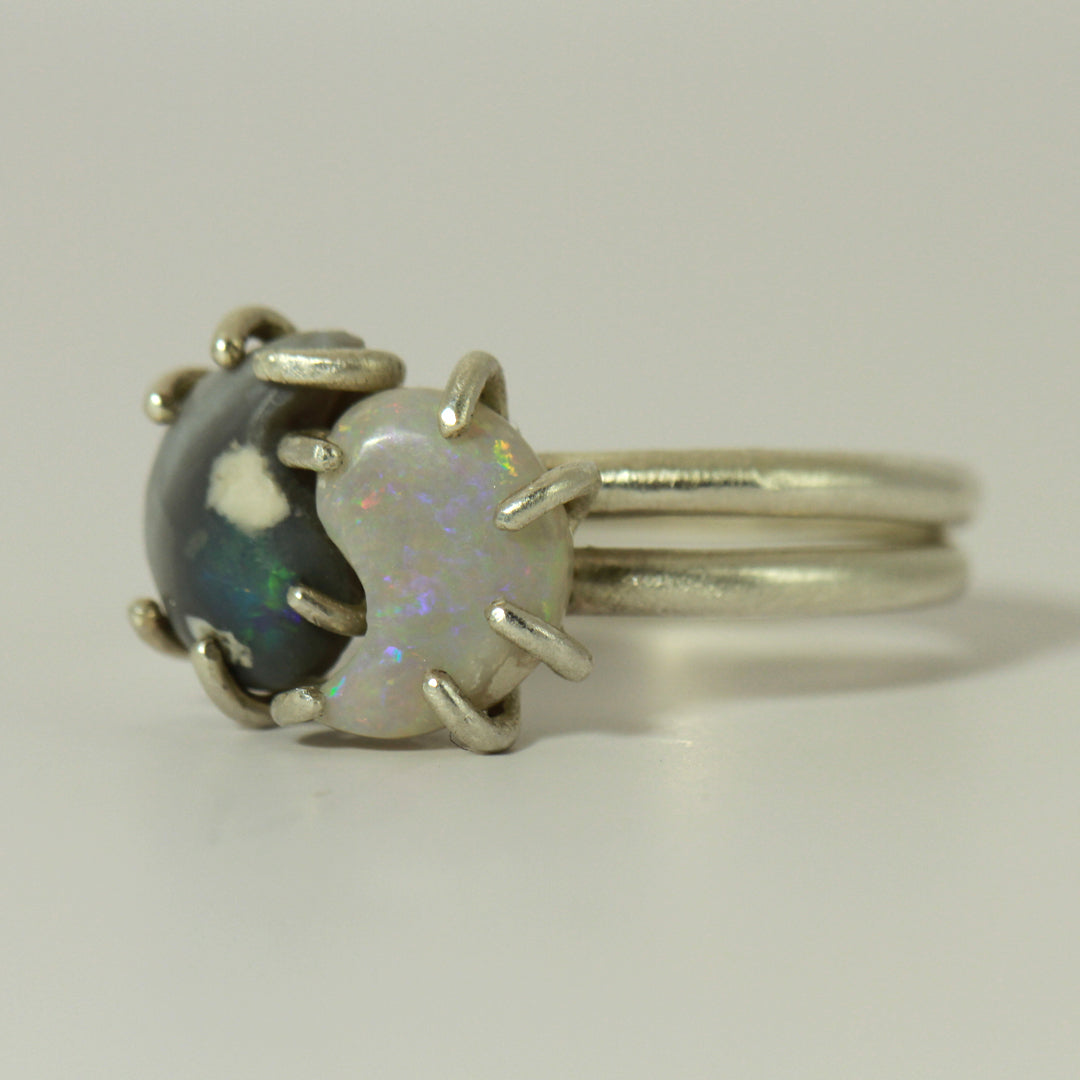 Yin Yang 2-in-1 Opal Rings (sterling silver) - Ke Li