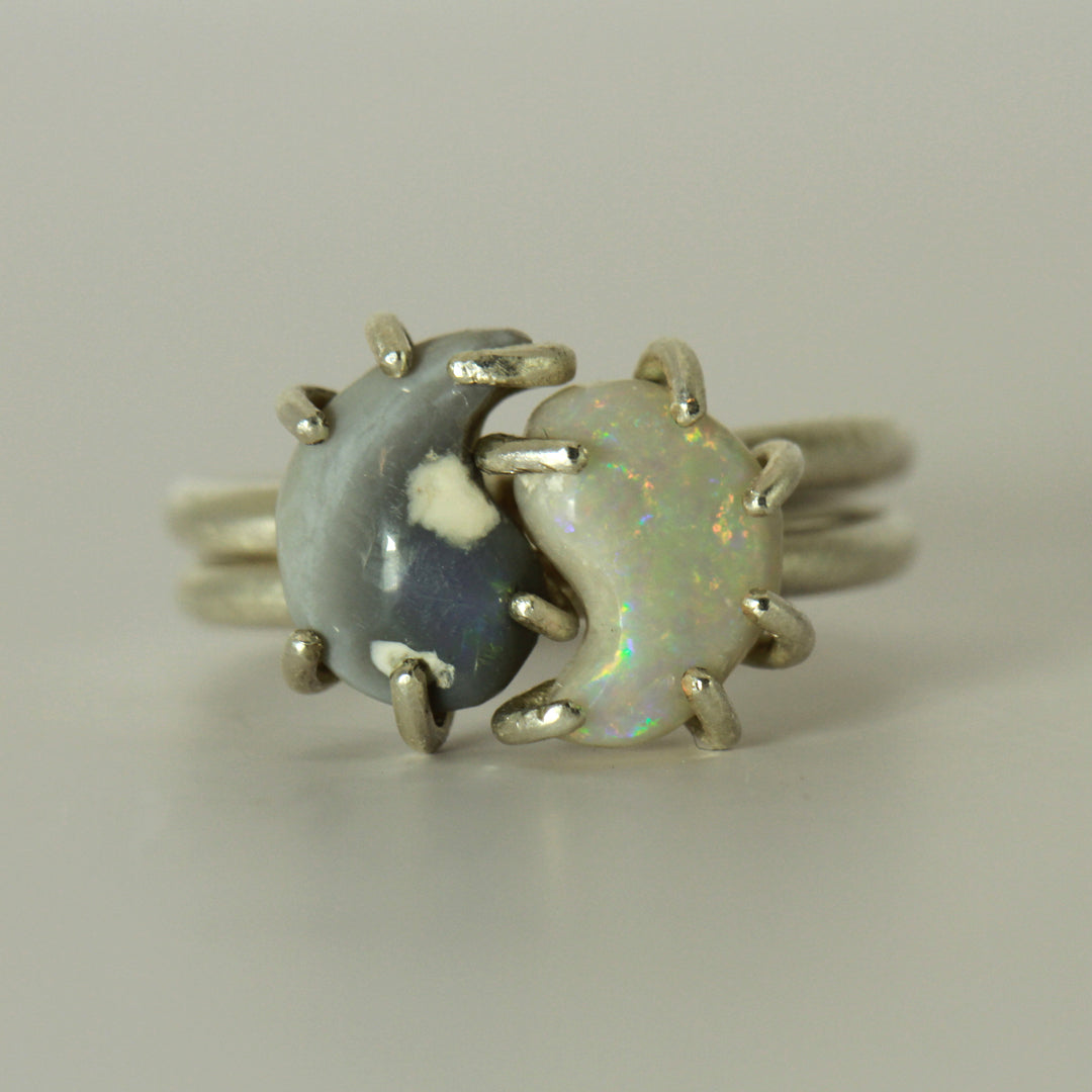 Yin Yang 2-in-1 Opal Rings (sterling silver) - Ke Li