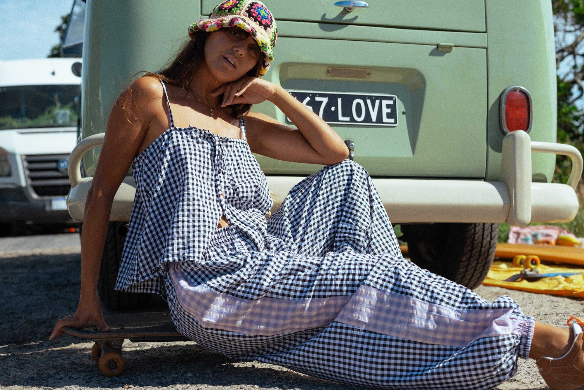 Aura Genie Pants in Black Gingham - Atmosea