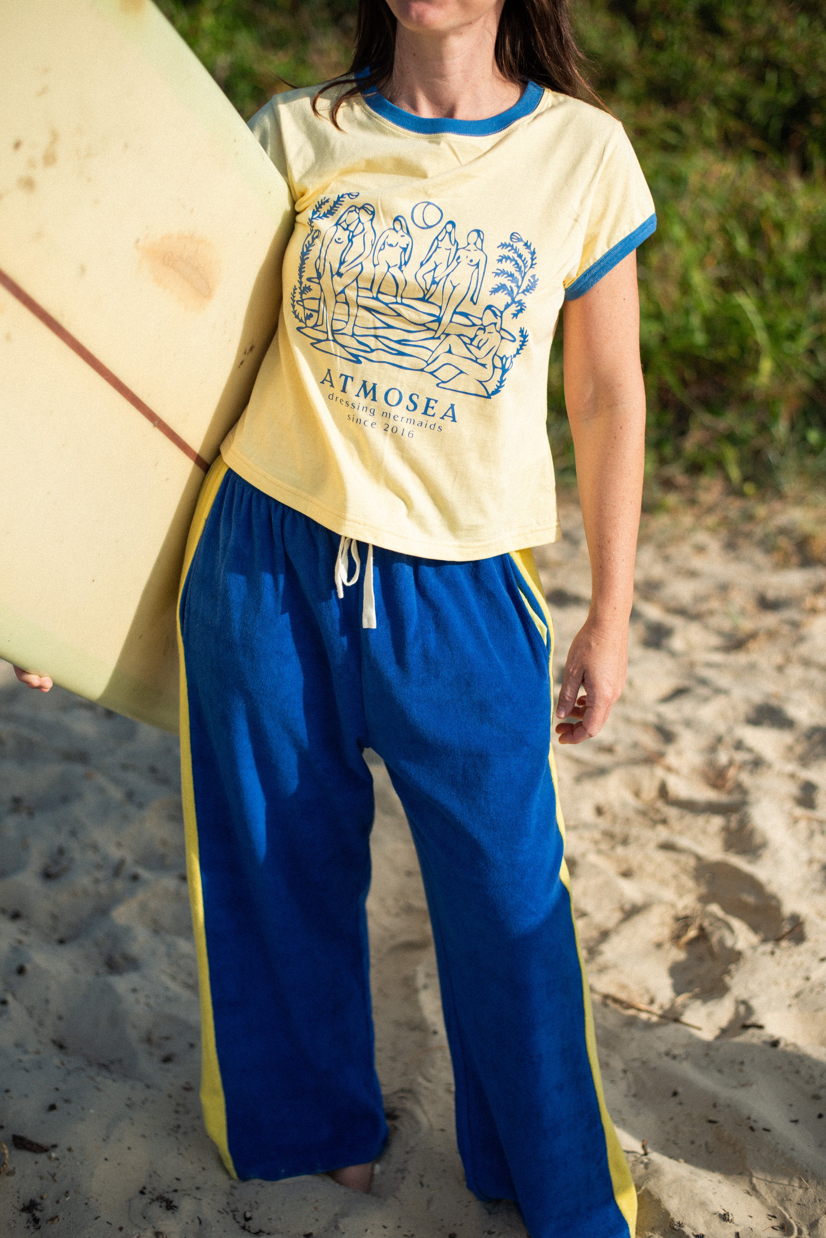 Après Surf Panel Pant in Blue & Yellow - Atmosea
