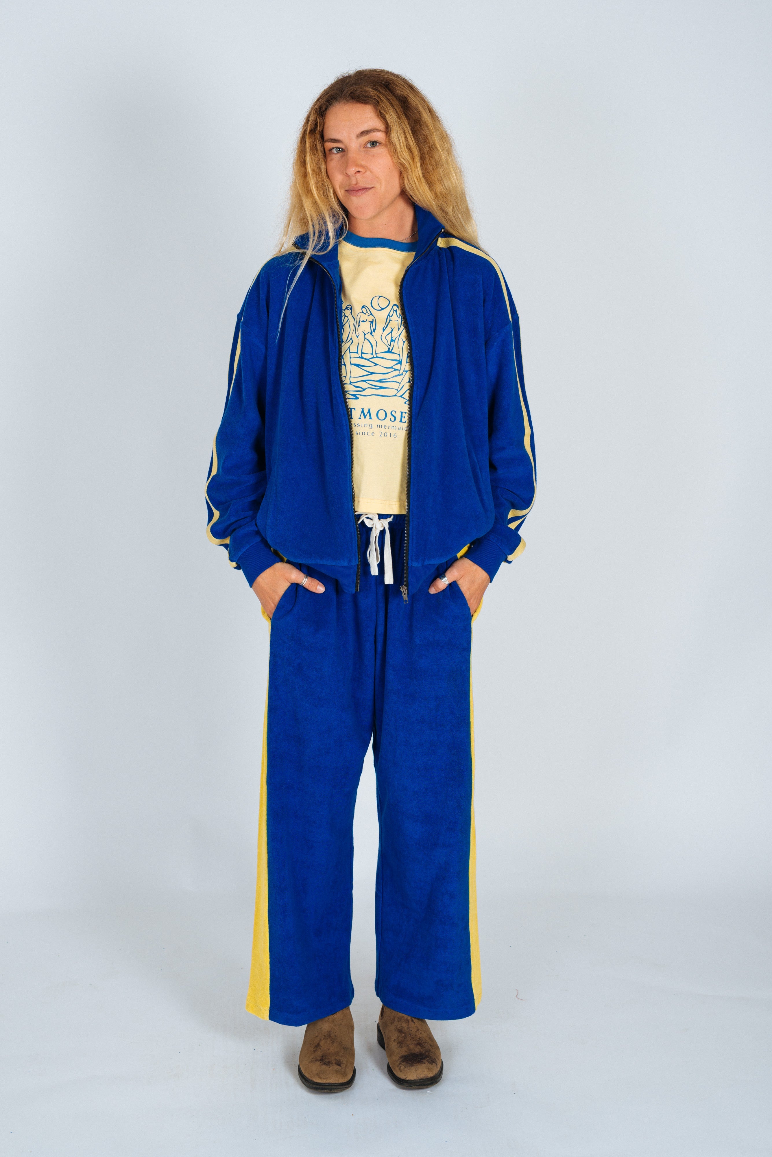 Après Surf Panel Pant in Blue & Yellow - Atmosea