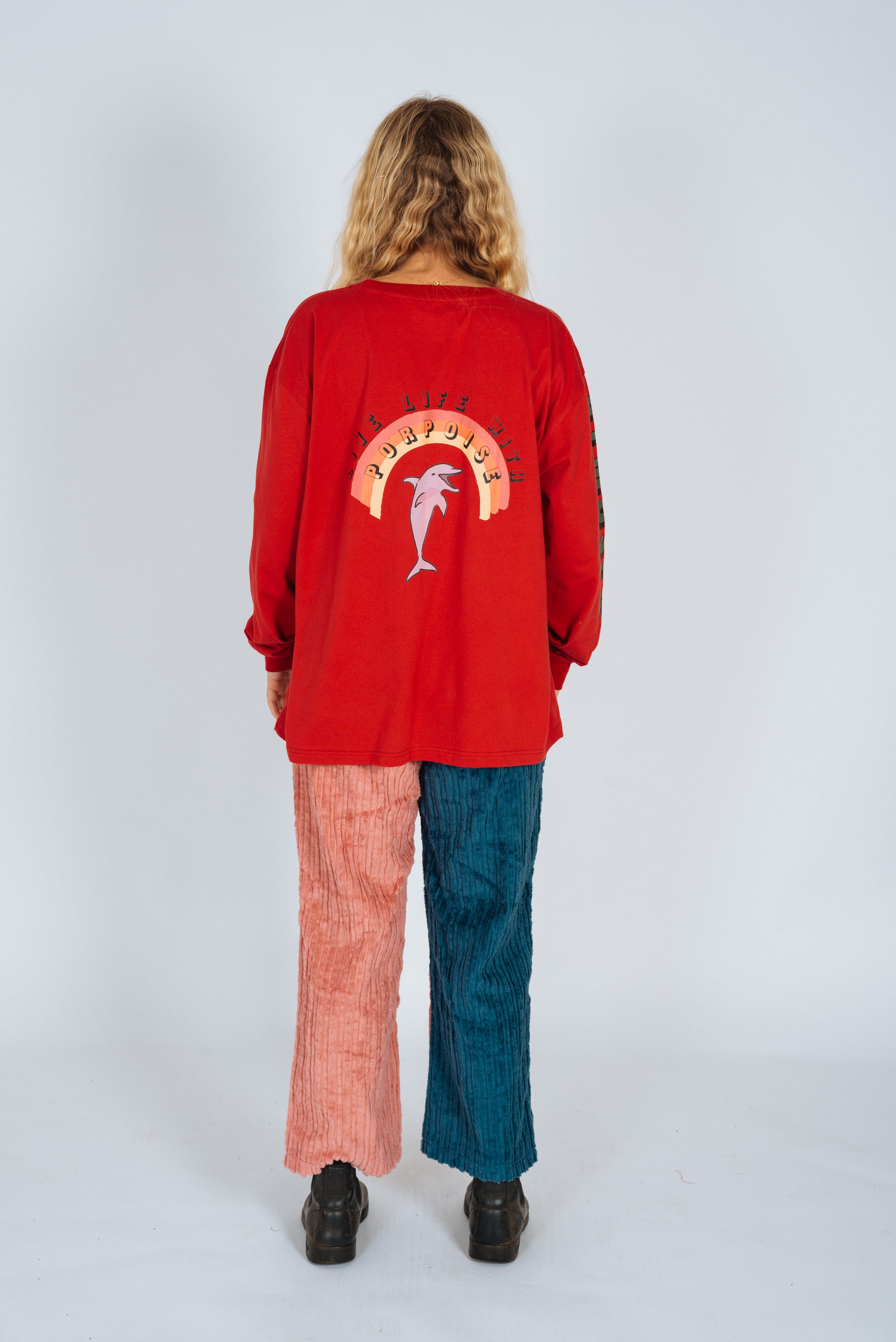 Artist Oversized Longsleeve Tee ‘Live Life With Porpoise’ By Bri O’Connell - Atmosea