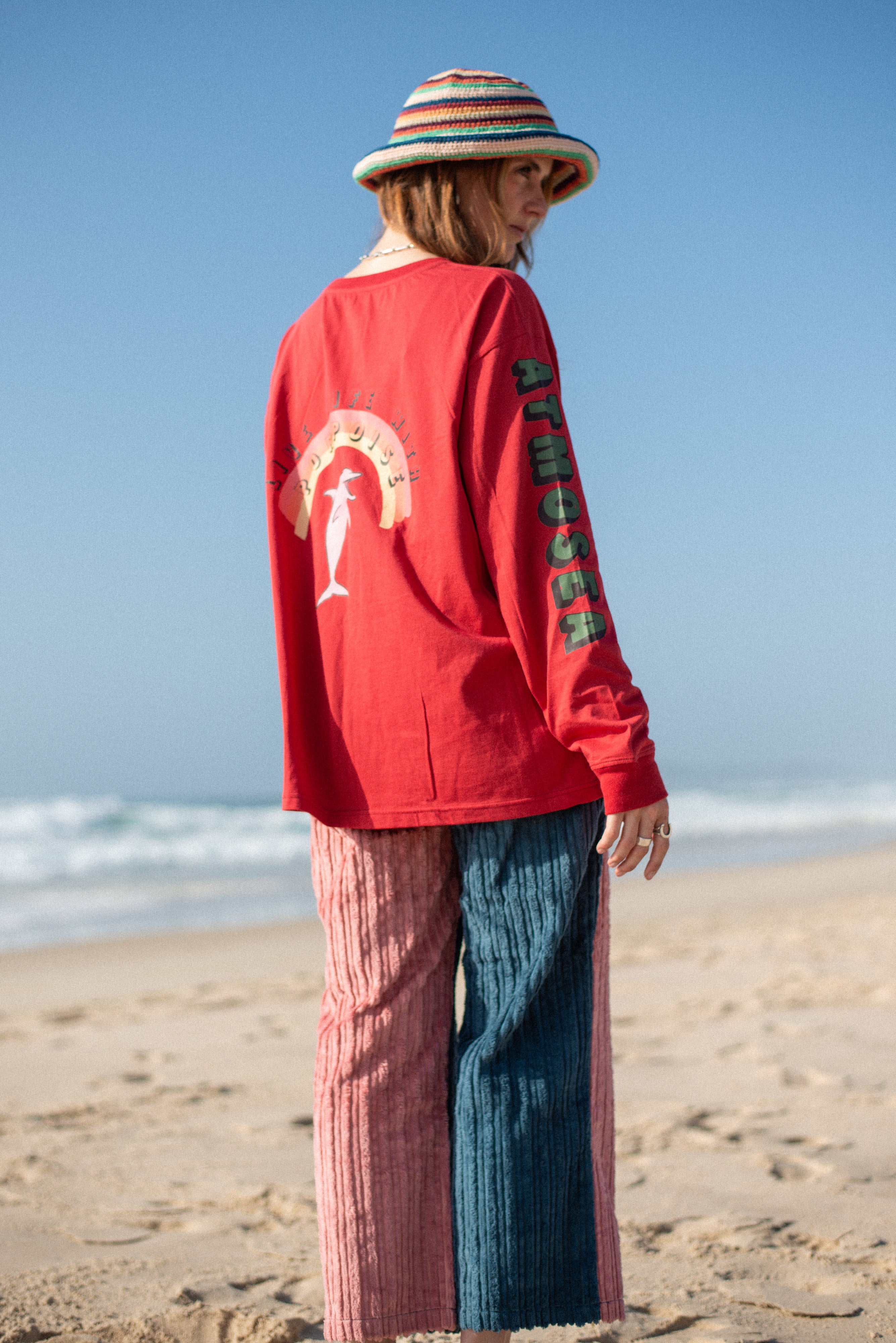 Artist Oversized Longsleeve Tee ‘Live Life With Porpoise’ By Bri O’Connell - Atmosea