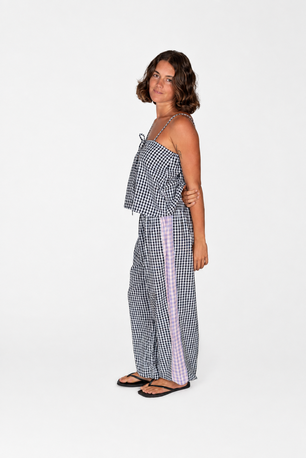 Aura Genie Pants in Black Gingham - Atmosea