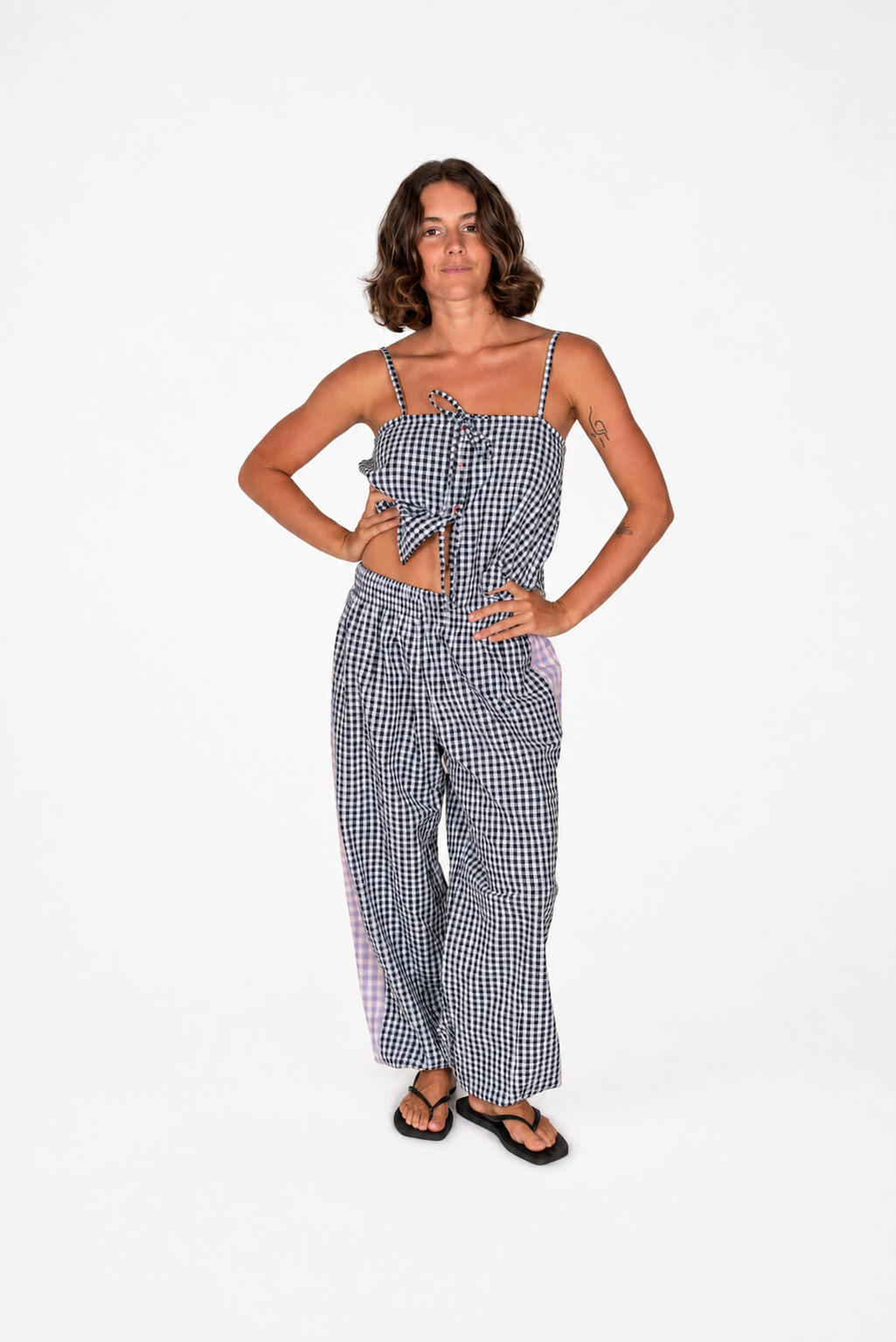 Aura Genie Pants in Black Gingham - Atmosea