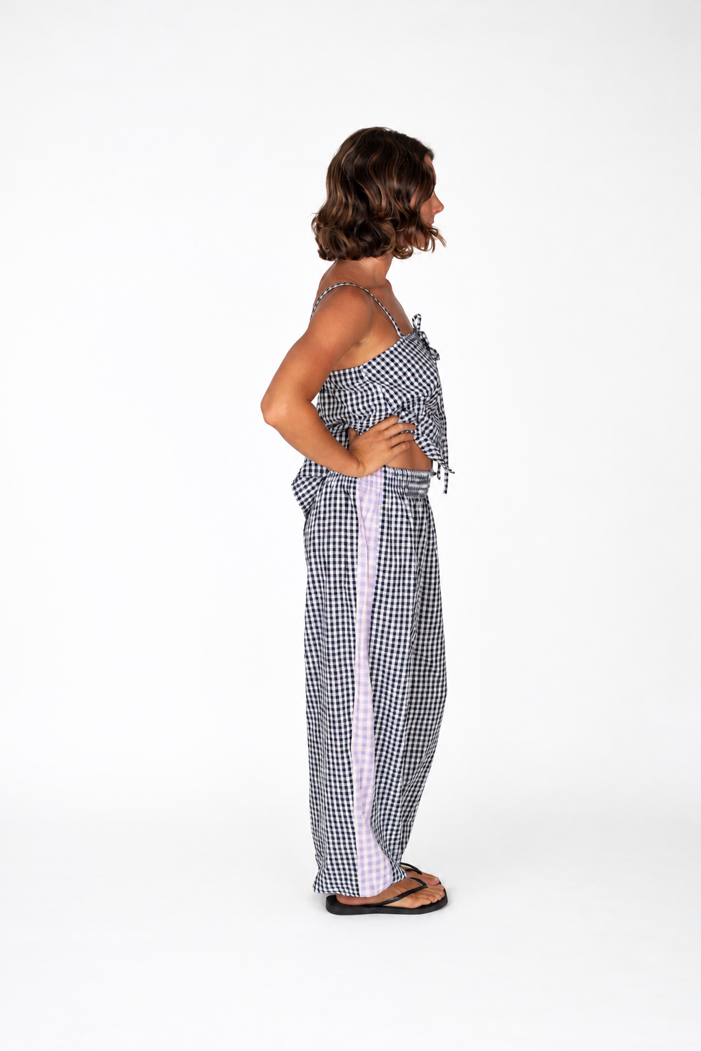 Aura Genie Pants in Black Gingham - Atmosea