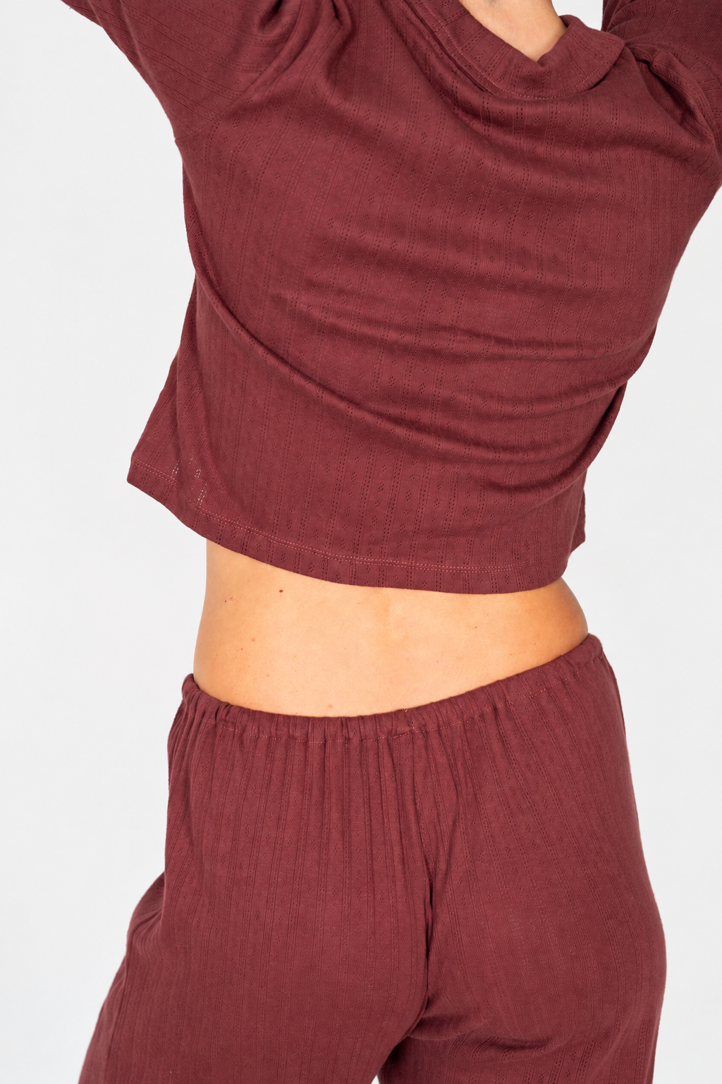 Beach Pj Collar Tee in Burgundy - Atmosea