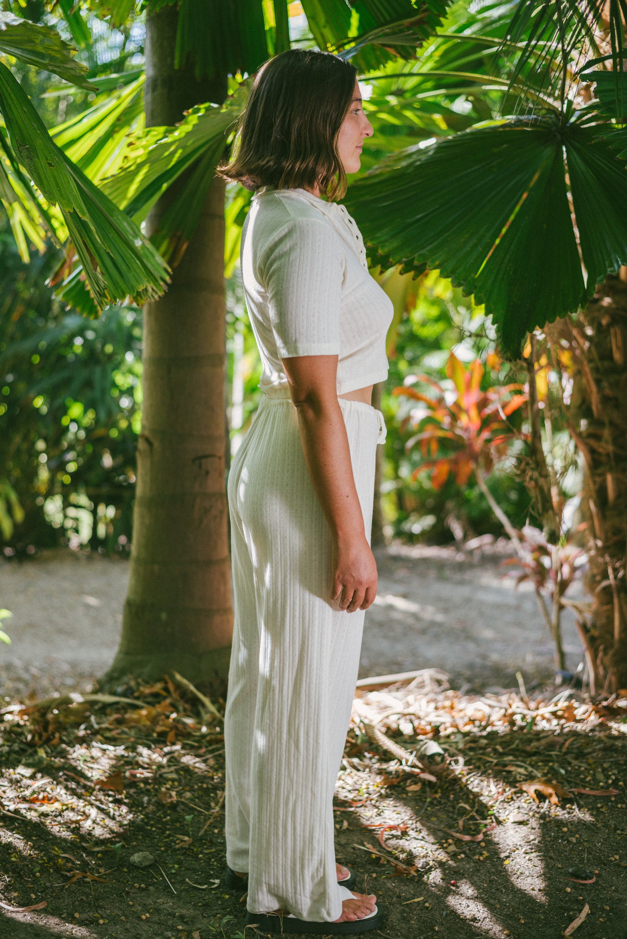Beach PJ Pant In Cream Pointelle - Atmosea