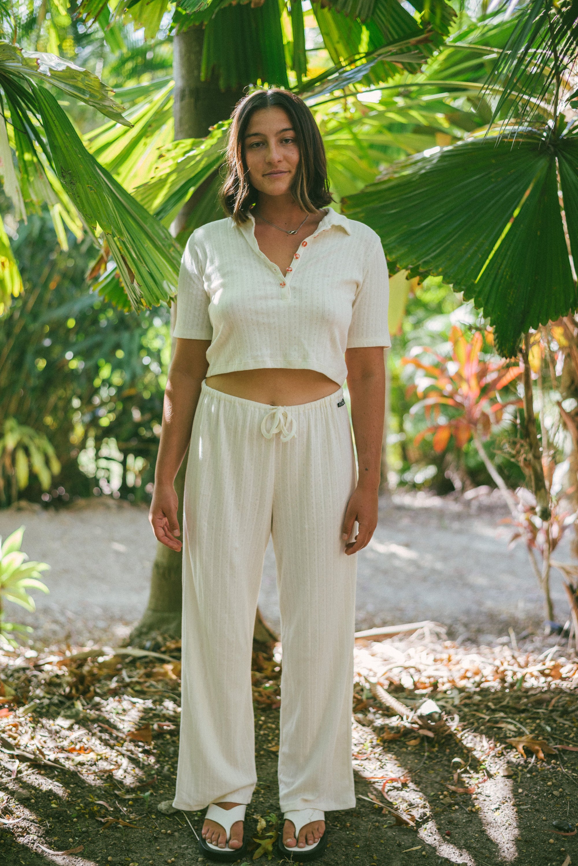 Beach PJ Pant In Cream Pointelle - Atmosea