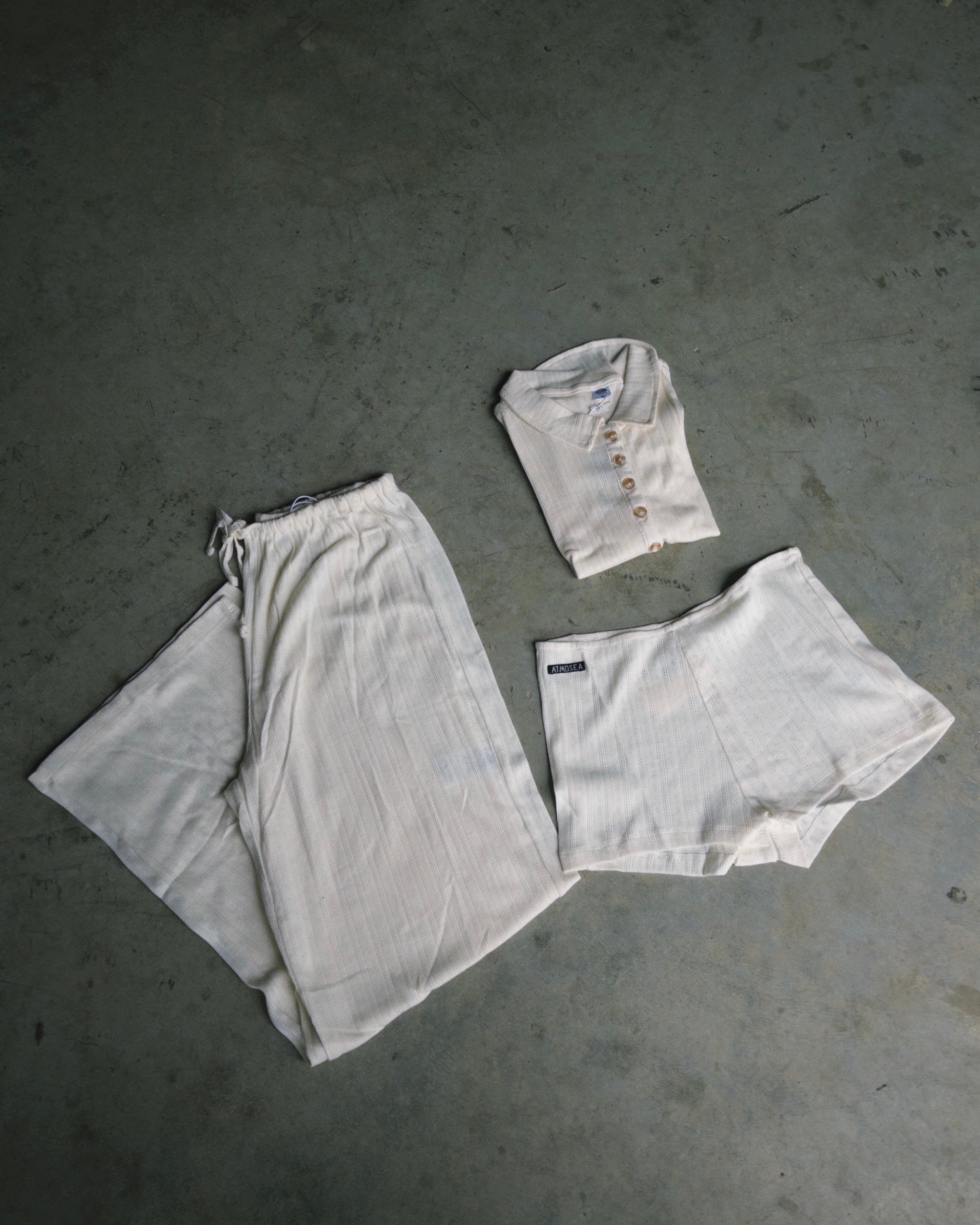 Bundle 3 pcs Beach PJ In Cream Pointelle Set - Atmosea