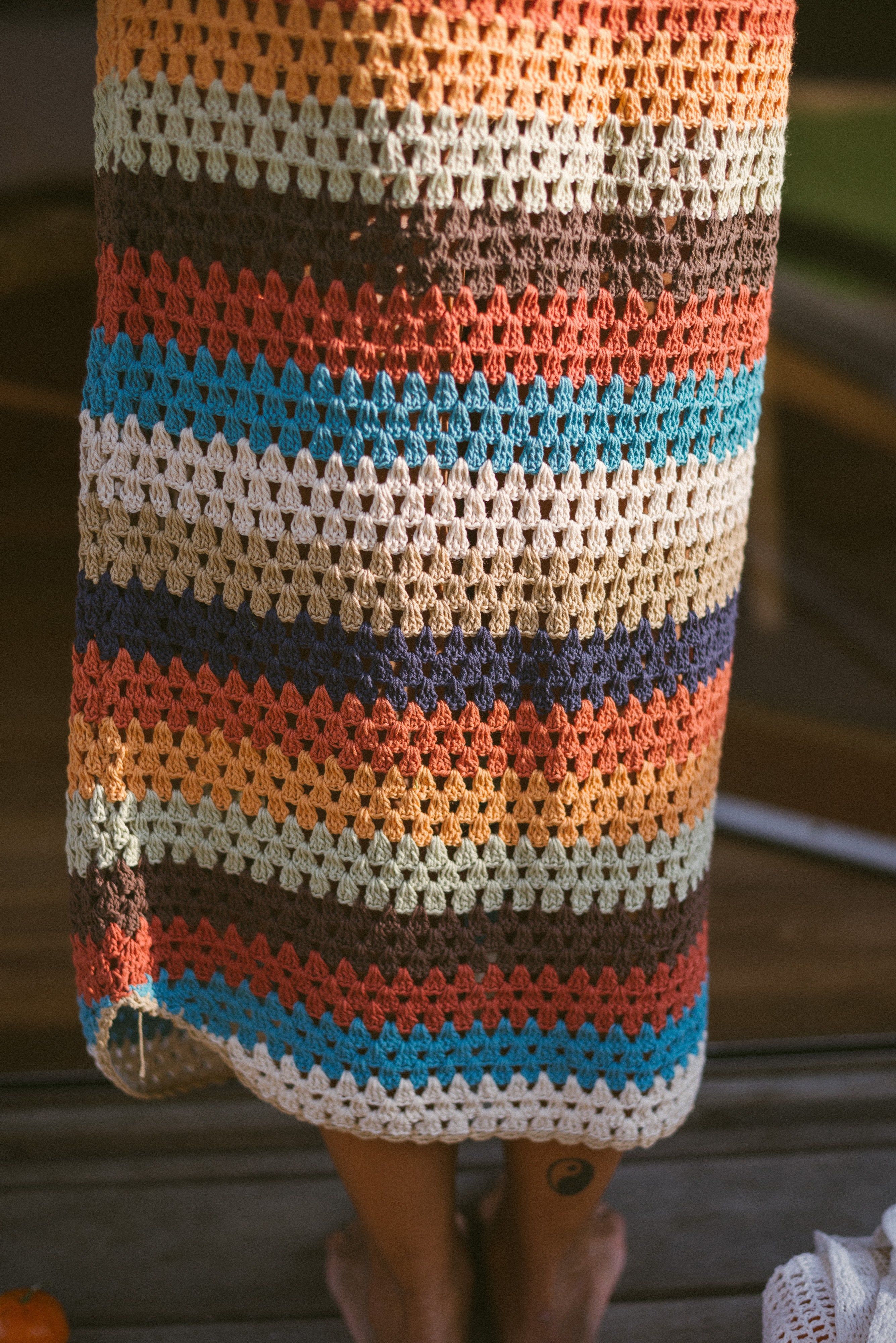 Crochet Midi Skirt in Vintage Rainbow - Atmosea