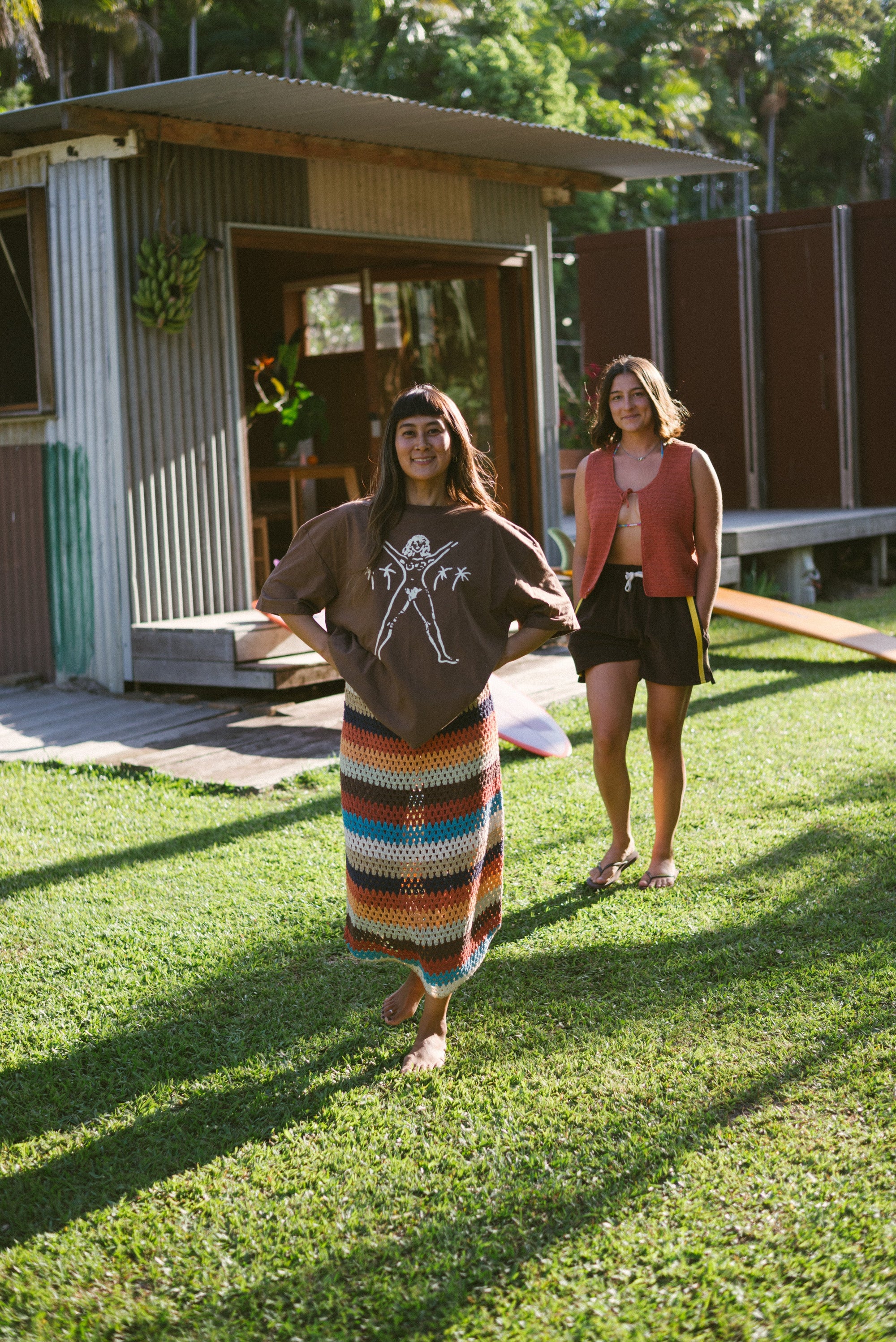 Crochet Midi Skirt in Vintage Rainbow - Atmosea