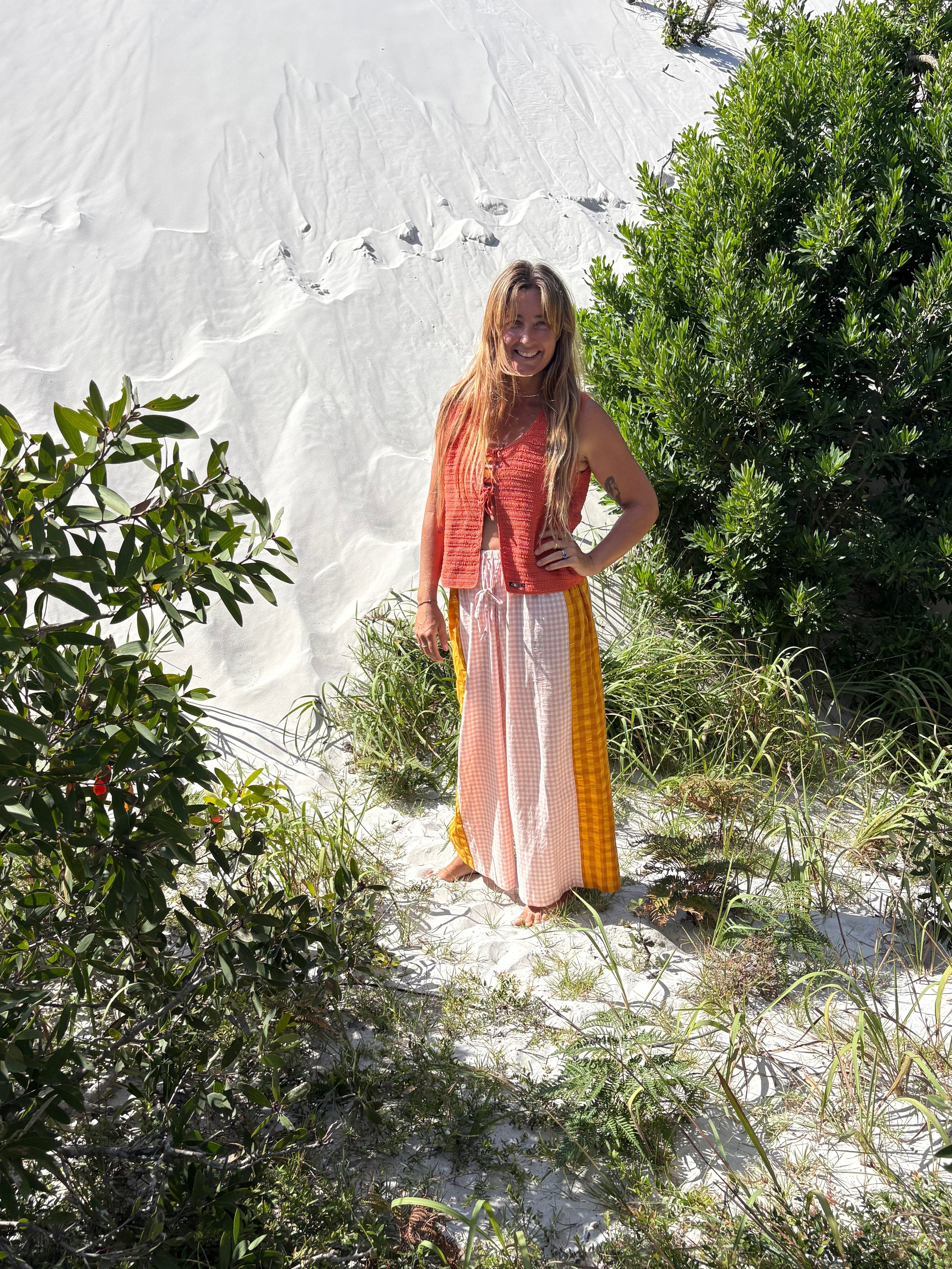 Crochet Tie Vest in Rust - Atmosea