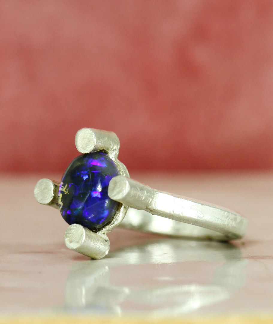 Crystal Black Opal - The Glass Galaxy Ring - Ke Li
