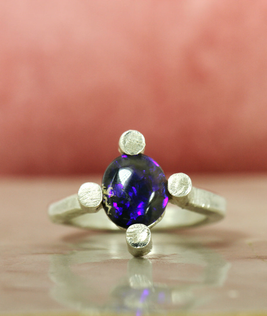 Crystal Black Opal - The Glass Galaxy Ring - Ke Li