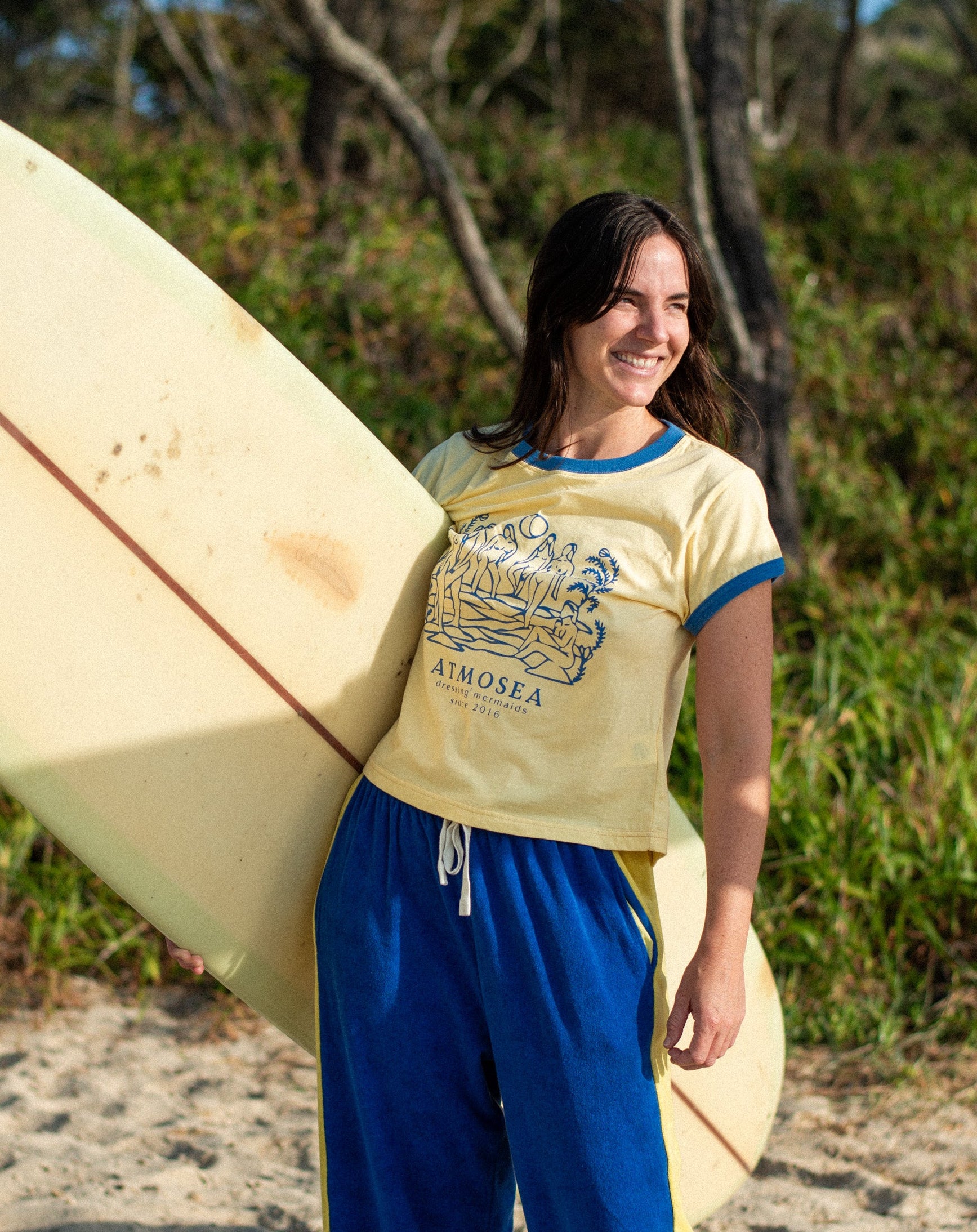 ‘Dressing mermaids’ By Filippa Edgehill - Artist Cap Sleeve Tee - Atmosea