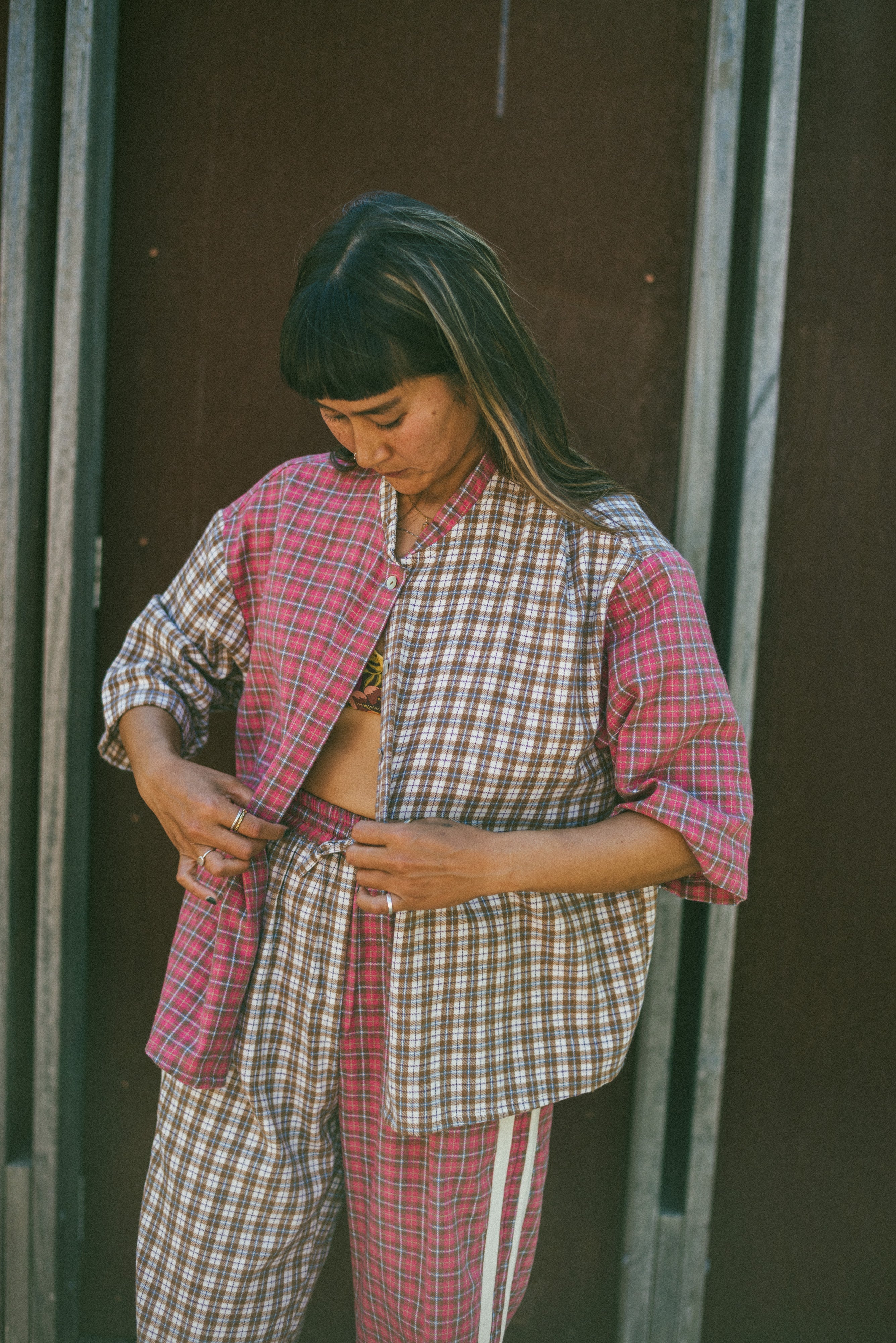 Flannel Box Shirt in Strawberry Milk - Atmosea