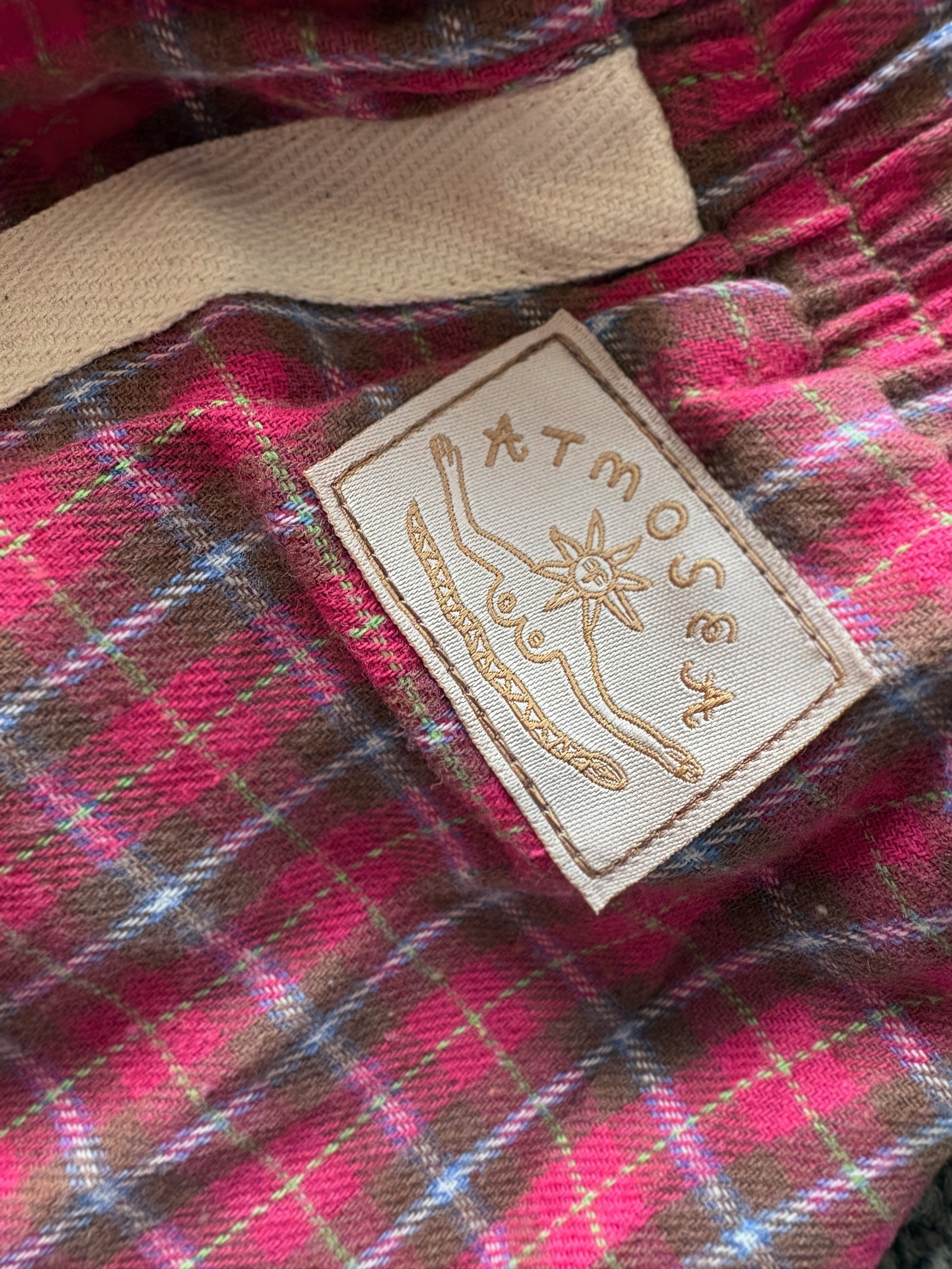 Flannel Flare Pant in Strawberry Milk - Atmosea