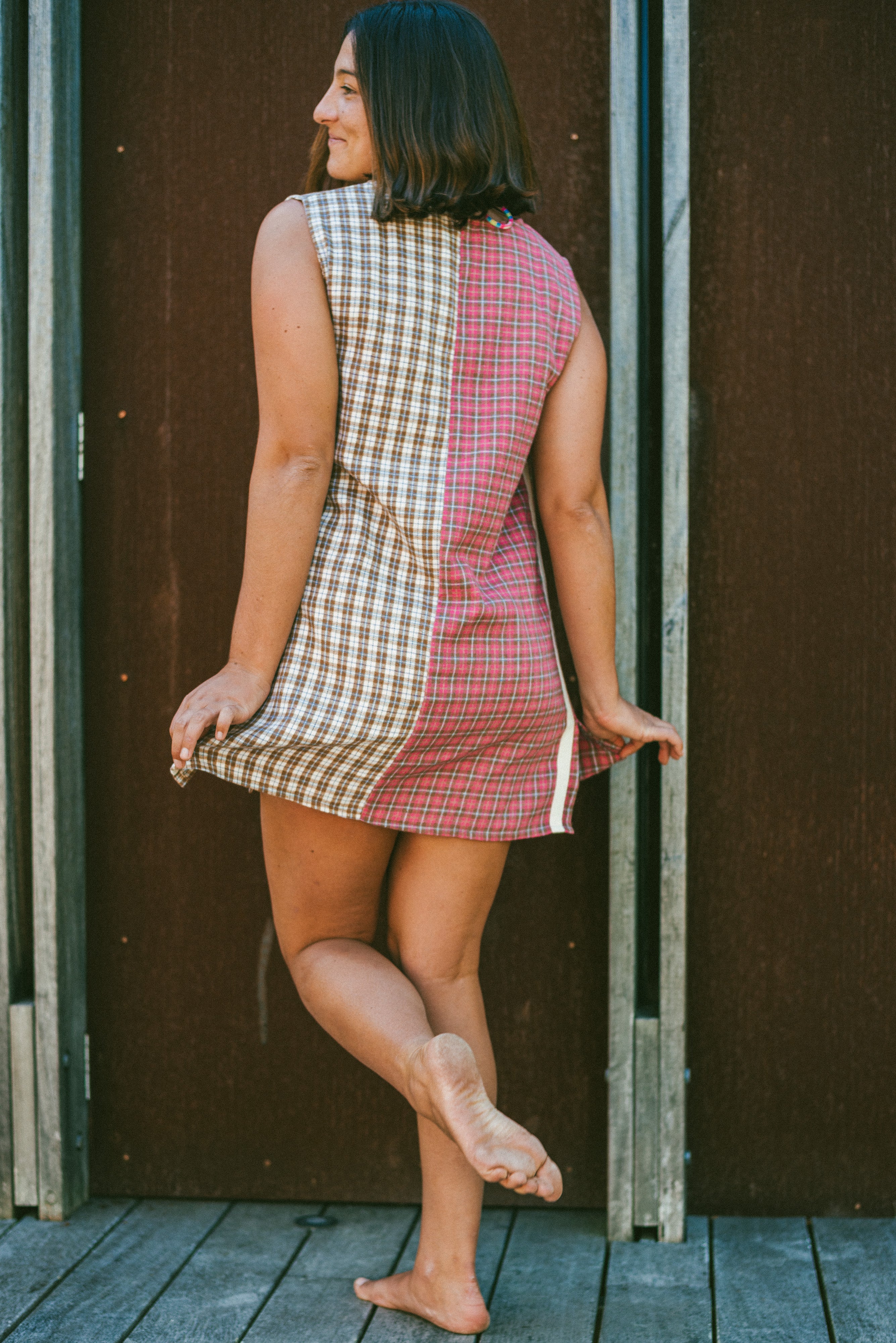 Flannel Sporty Dress in Strawberry Milk - Atmosea