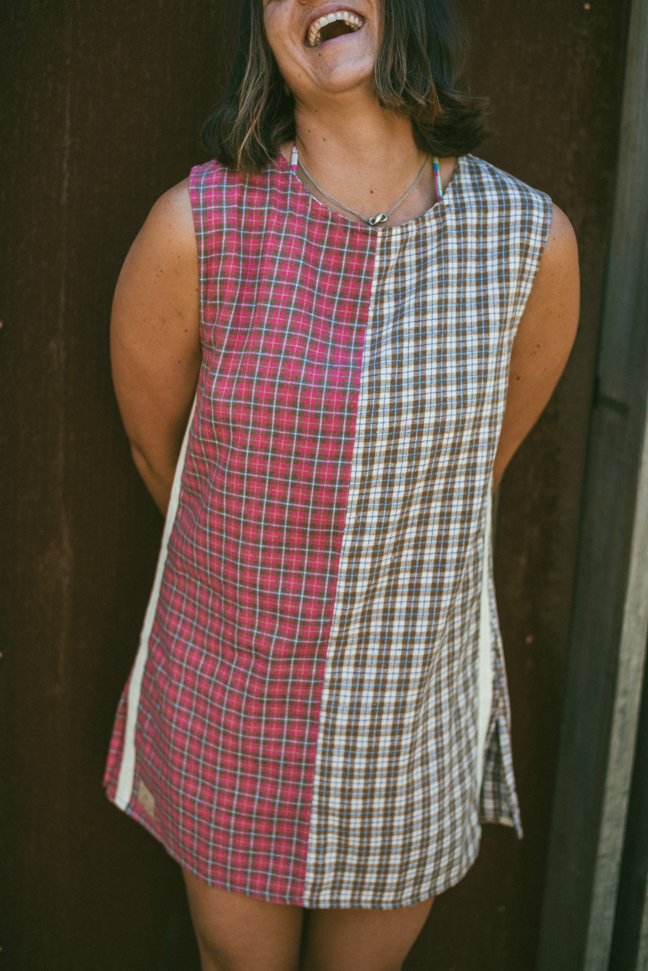 Flannel Sporty Dress in Strawberry Milk - Atmosea