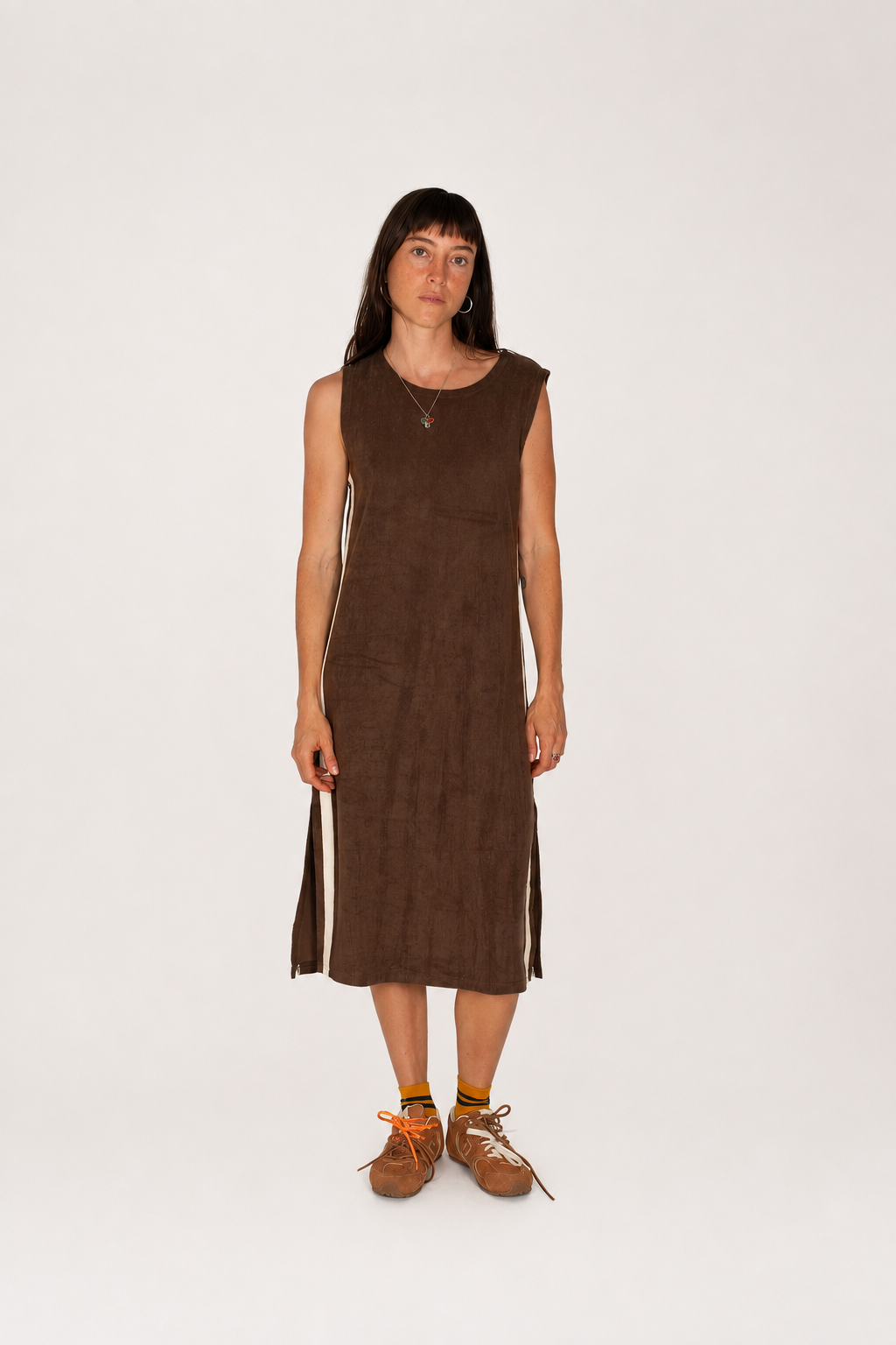 Hanna Terry Towelling Maxi Dress Chocolate - Atmosea