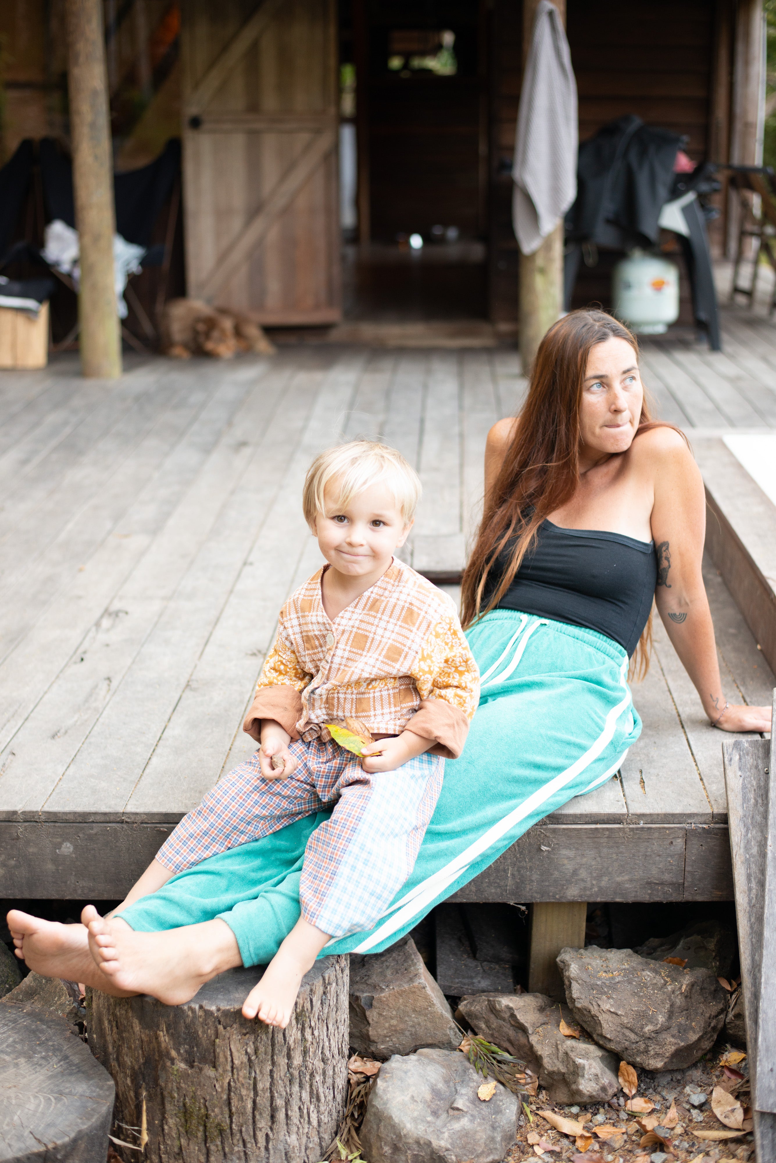 Kids Linen Patchwork Pants Plaid - Atmosea