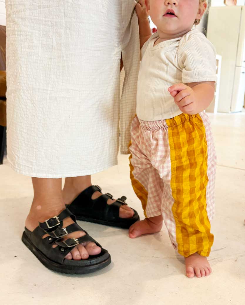 Kids Patchwork Pant in Pink Honey Ginger - Atmosea