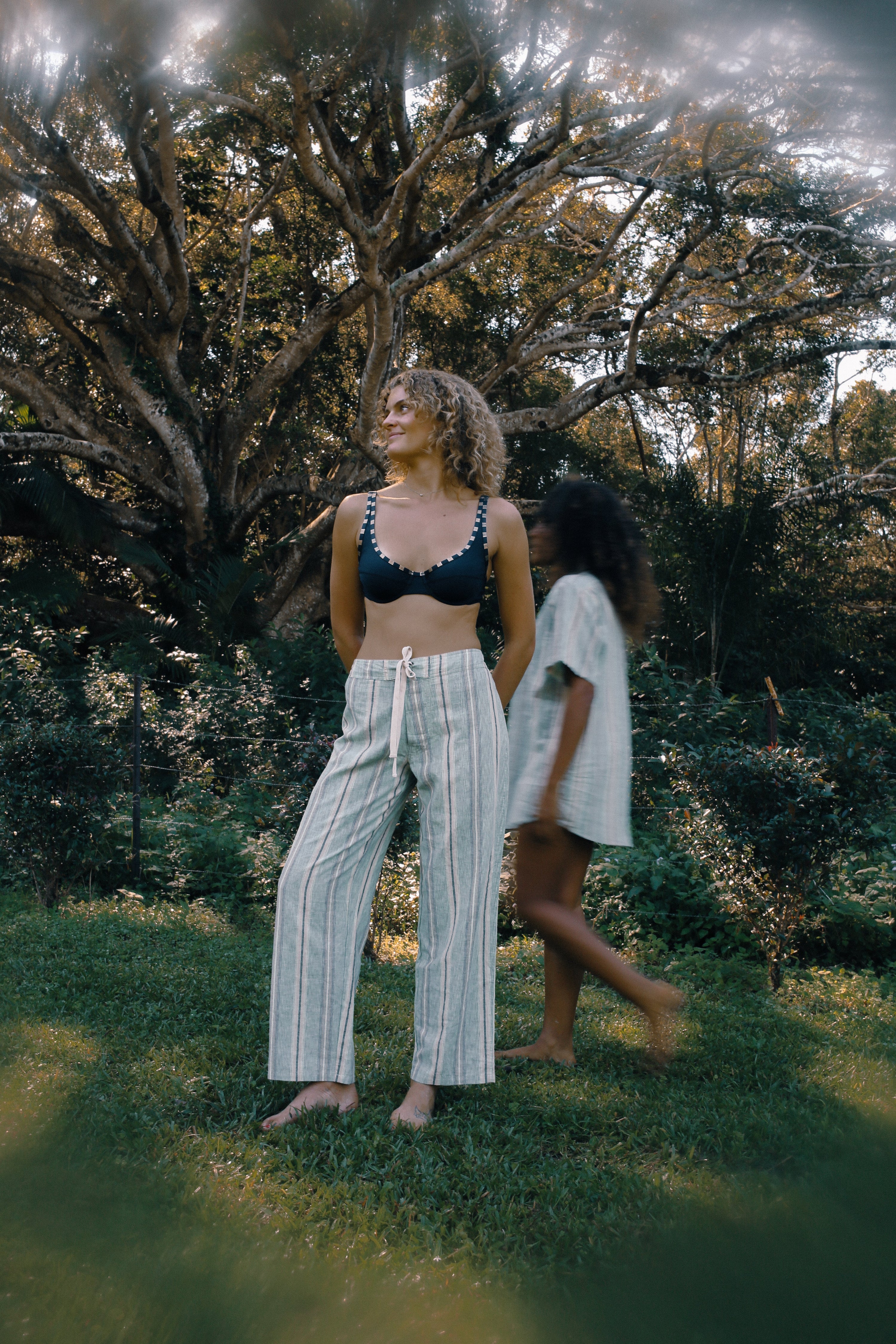 Lace Up Pant in Holiday Stripe - Atmosea