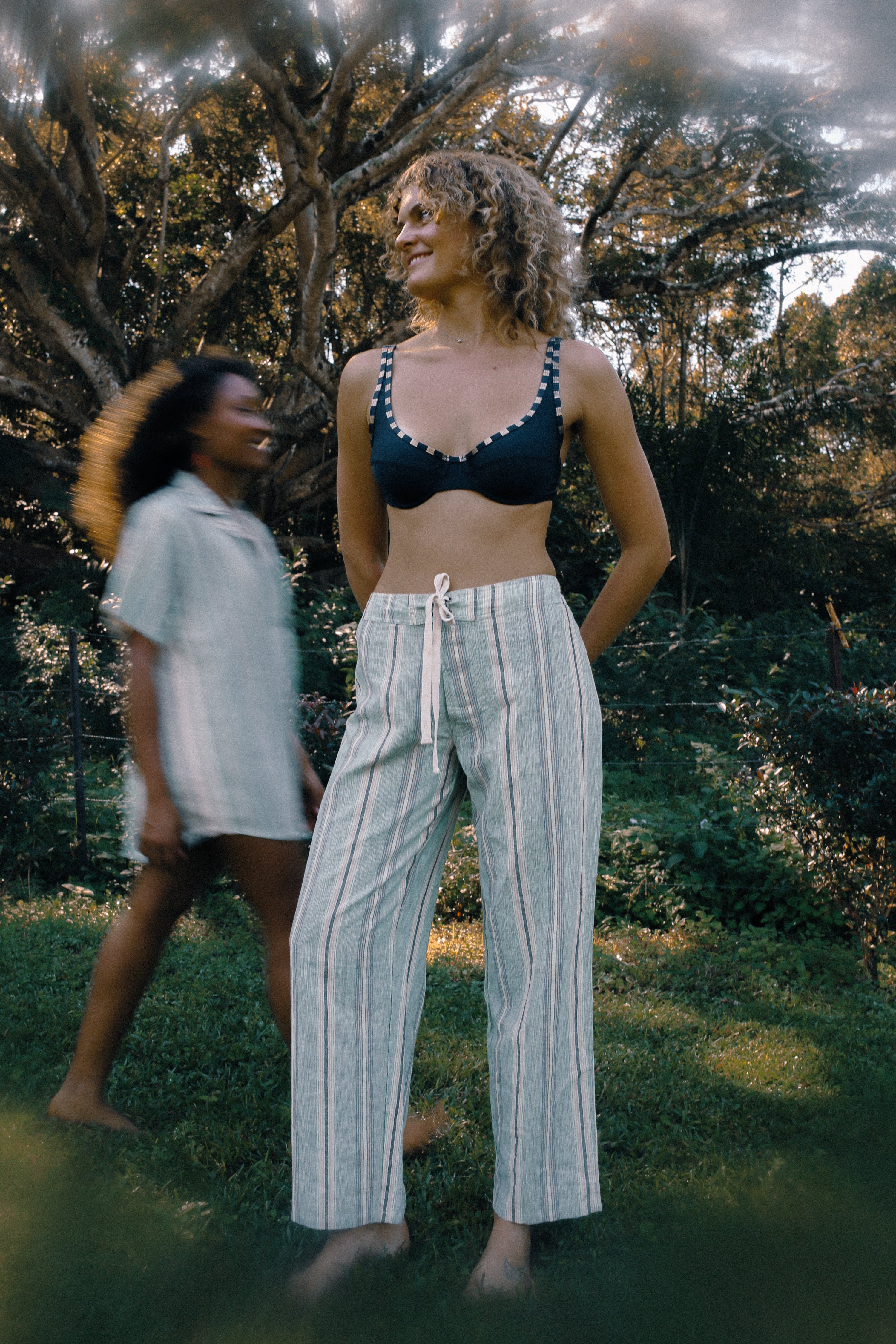 Lace Up Pant in Holiday Stripe - Atmosea