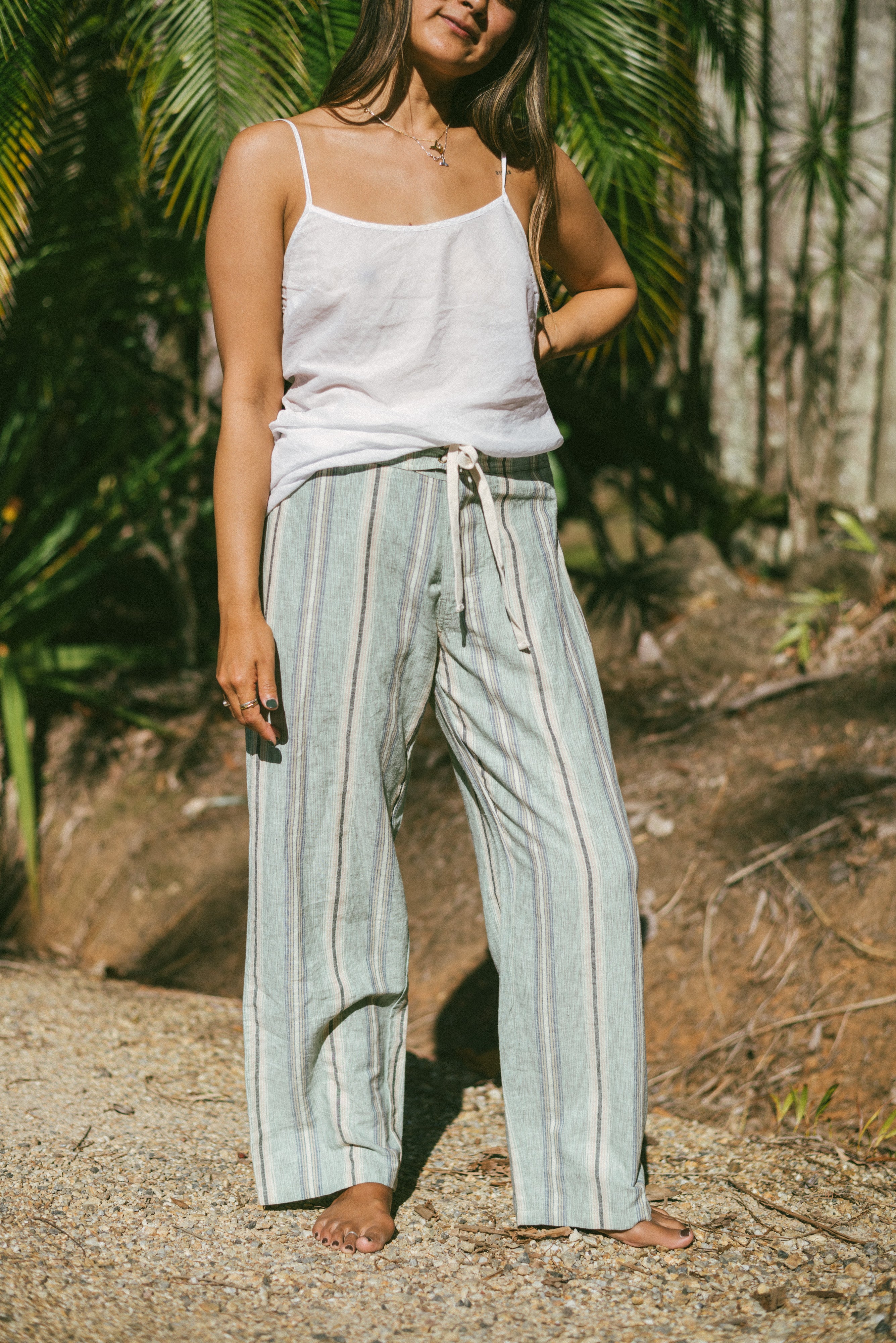 Lace Up Pant in Holiday Stripe - Atmosea