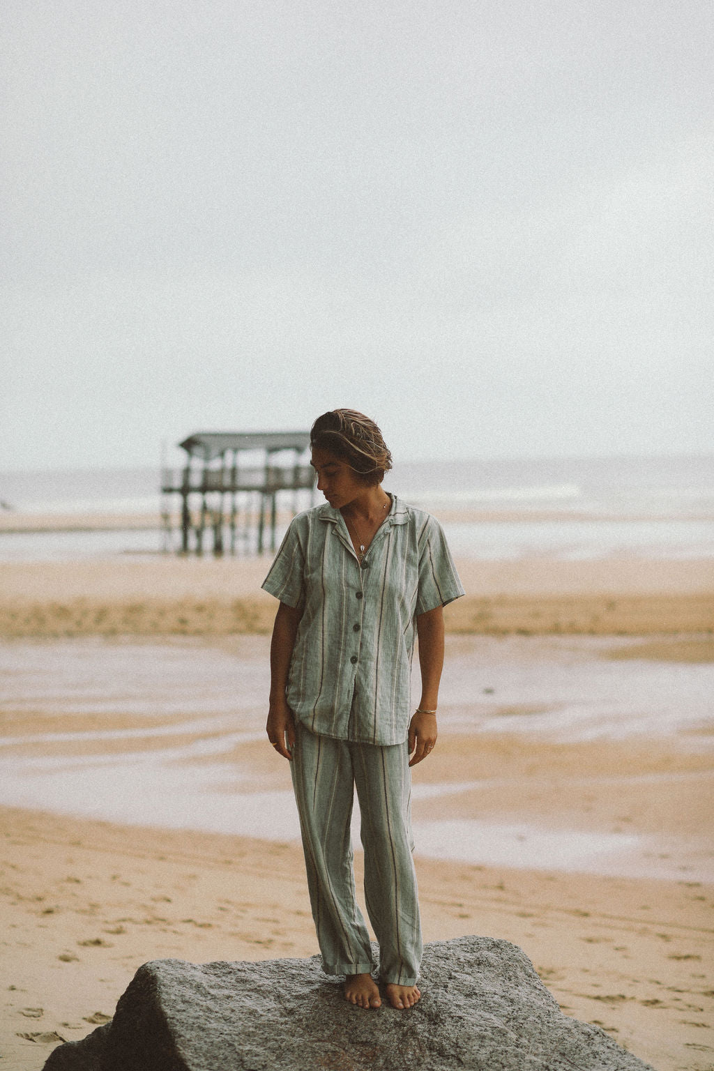 Lace Up Pant in Holiday Stripe - Atmosea
