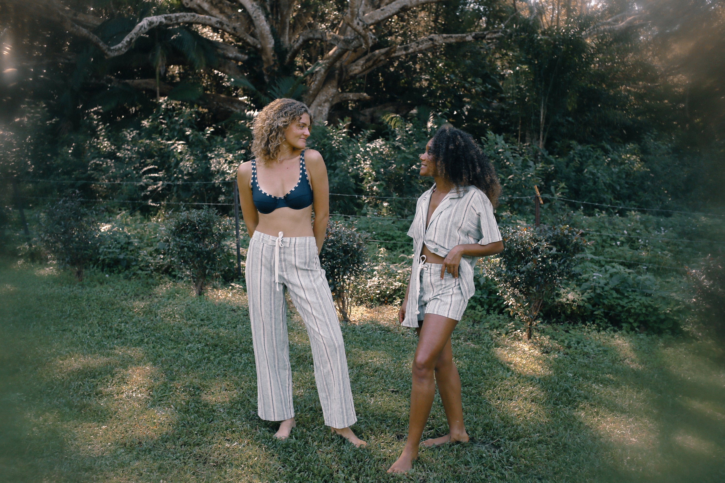 Lace up Short in Holiday Stripe - Atmosea