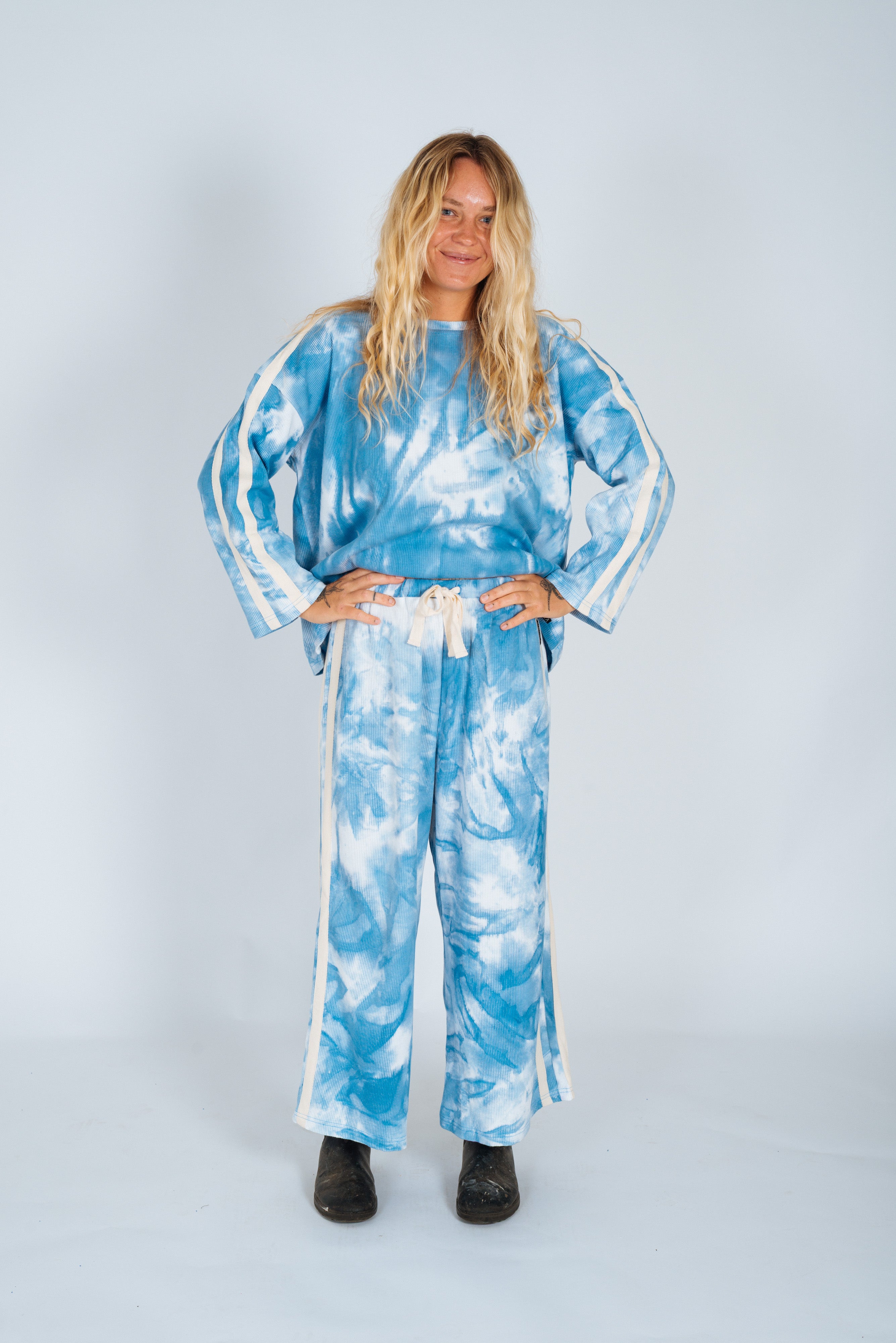 Lounge Long Sleeve Tee in Cloud Tie Dye - Atmosea