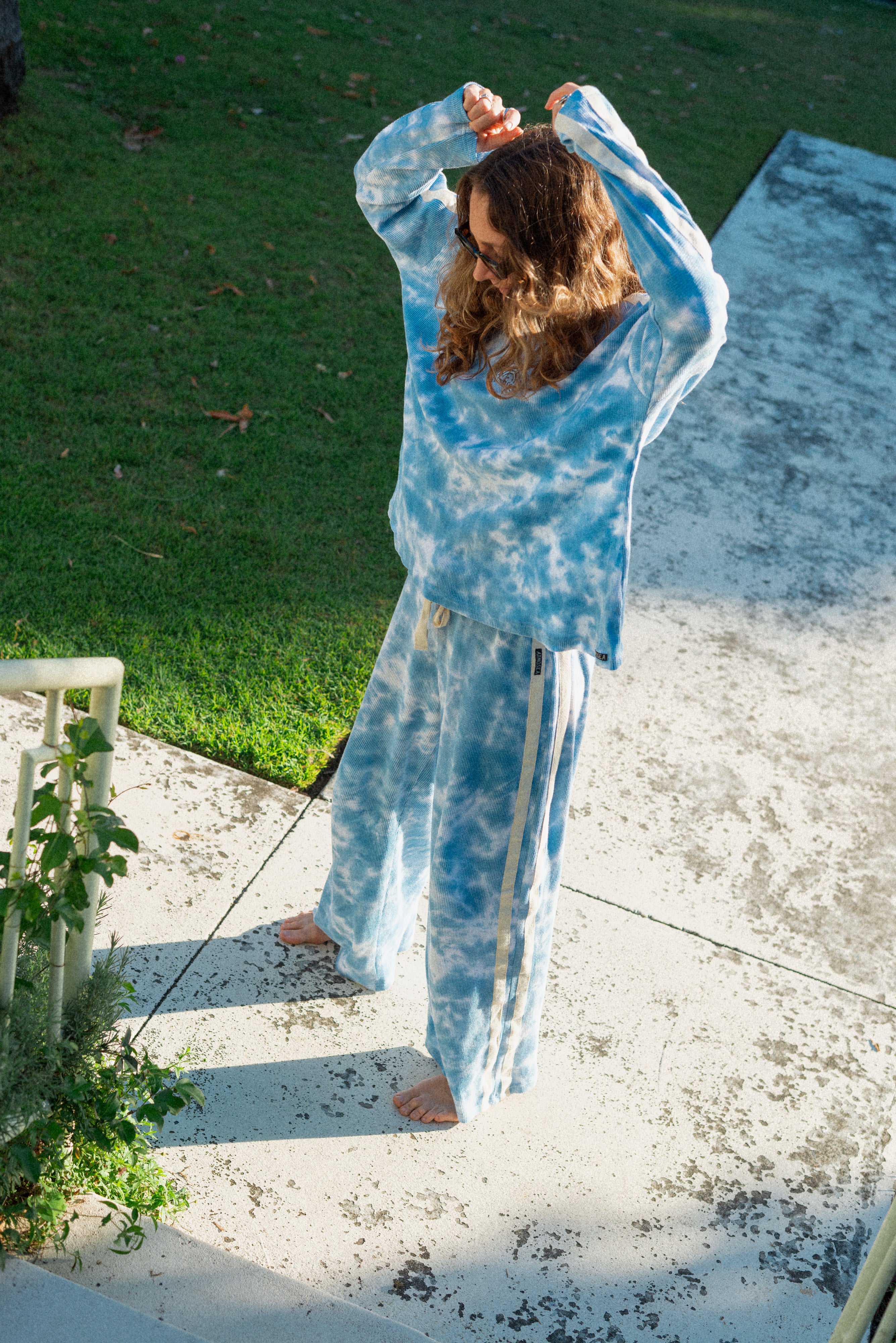 Lounge Long Sleeve Tee in Cloud Tie Dye - Atmosea