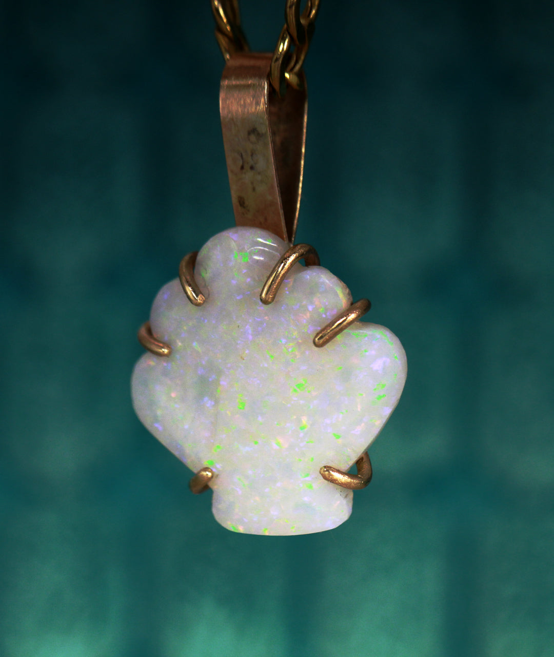 Mermaid Seashell White Opal Pendant Necklace in Solid 9ct Gold - Ke Li