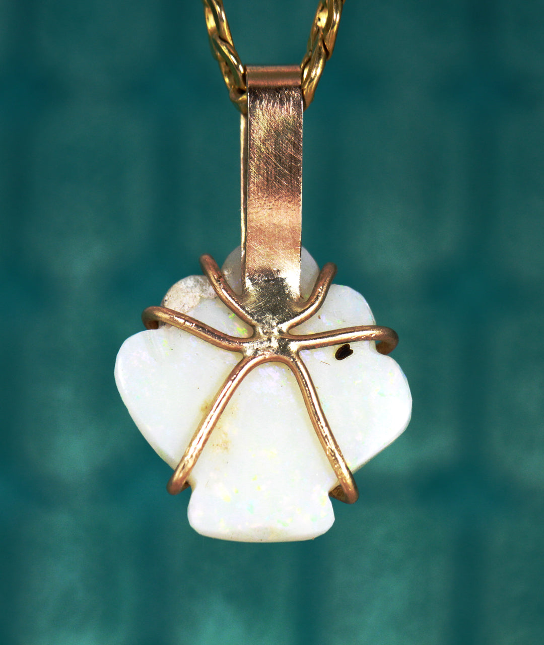 Mermaid Seashell White Opal Pendant Necklace in Solid 9ct Gold - Ke Li