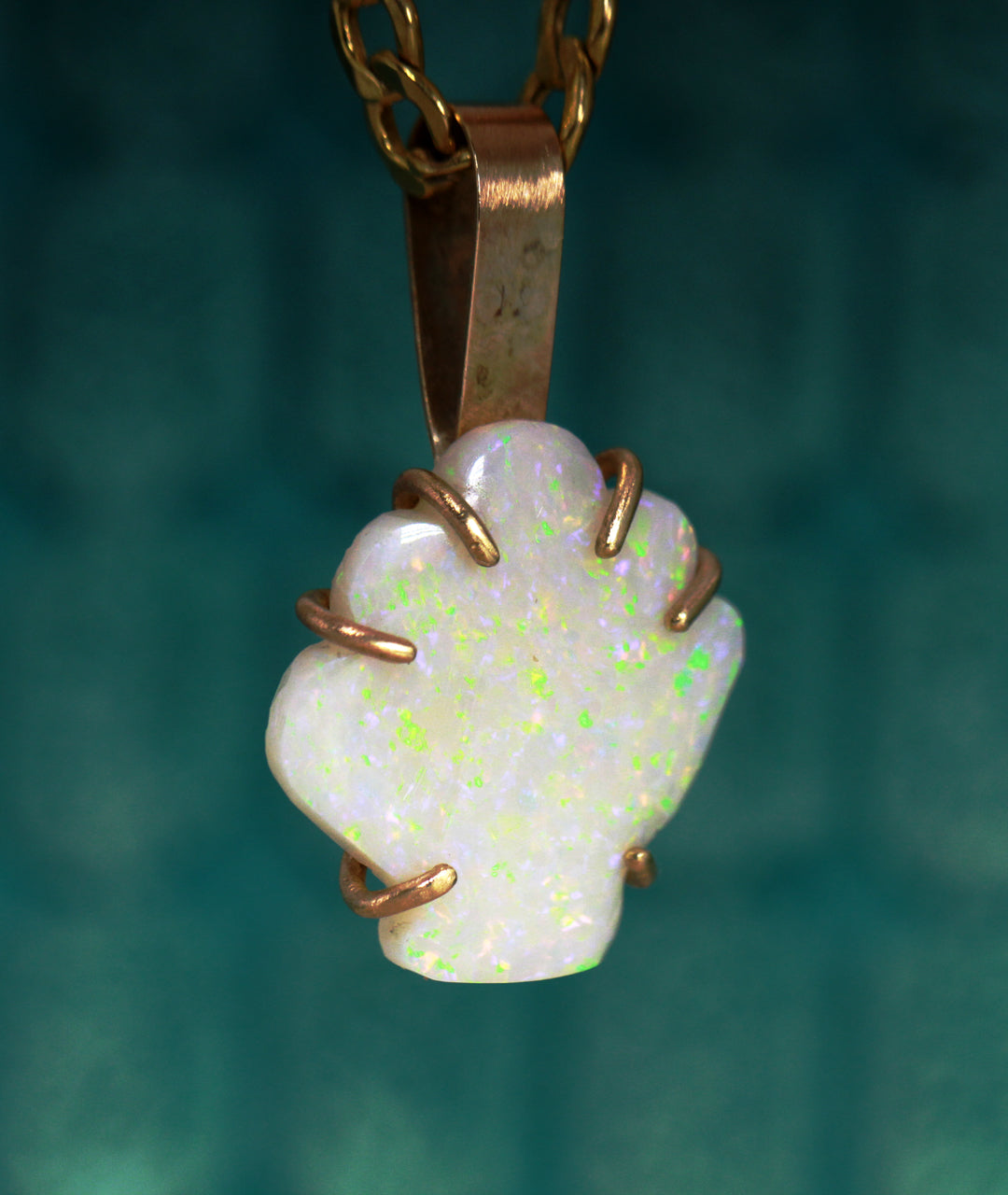 Mermaid Seashell White Opal Pendant Necklace in Solid 9ct Gold - Ke Li