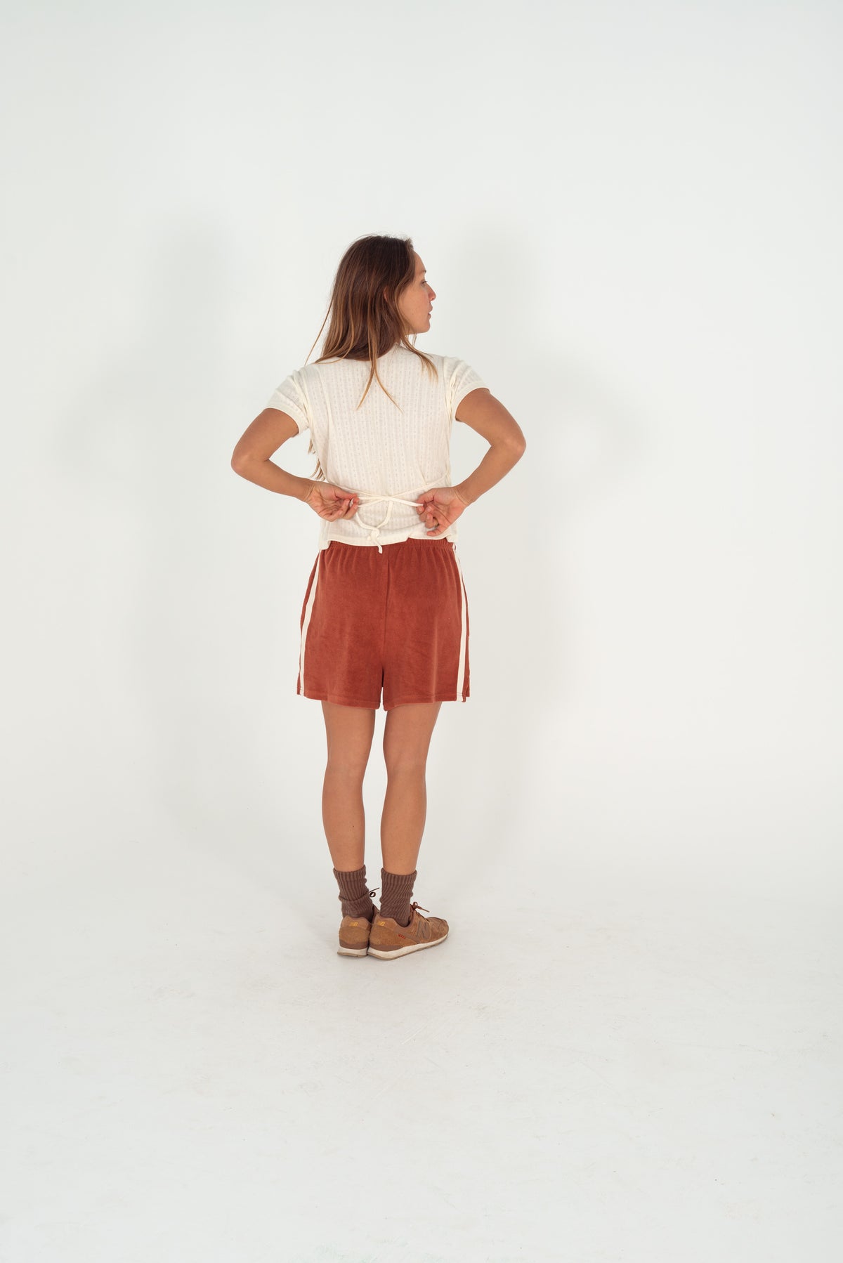 Mila Pointelle Wrap Top in Oat - Atmosea